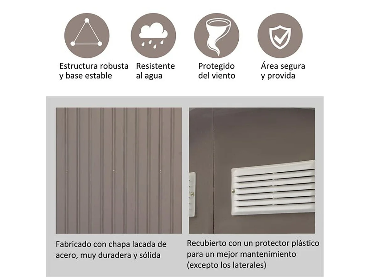 Caseta de jardín gris 213x130x185 cm Outsunny