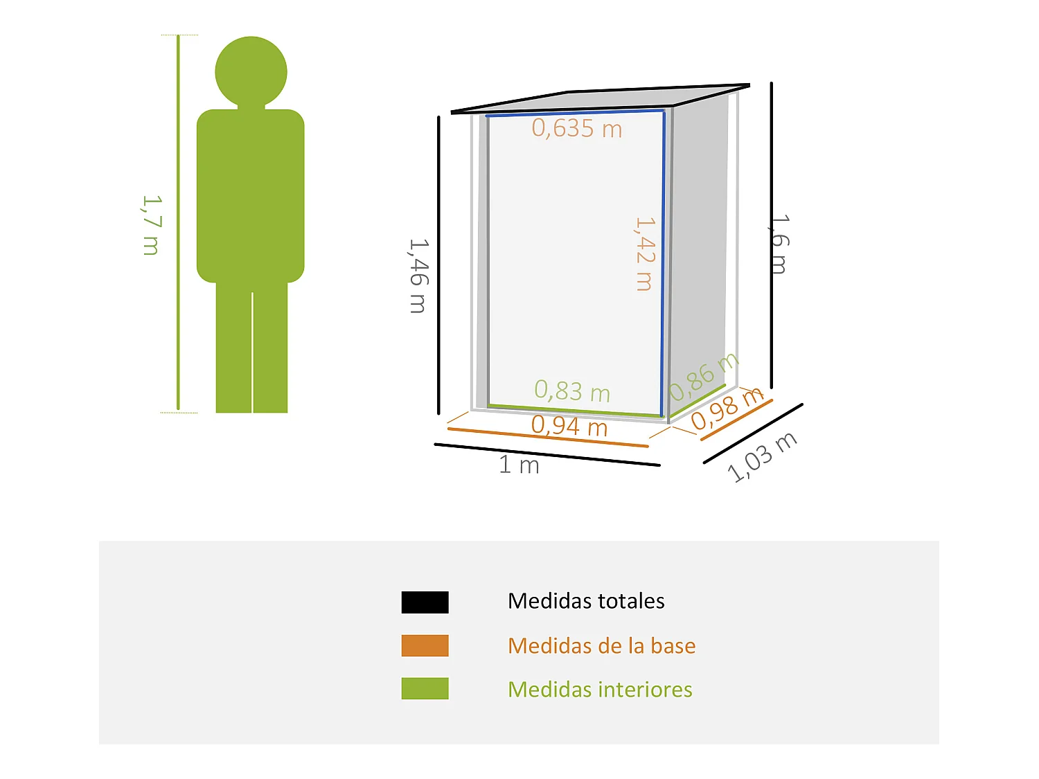 Cobertizo de jardín gris 100x103x160 cm Outsunny