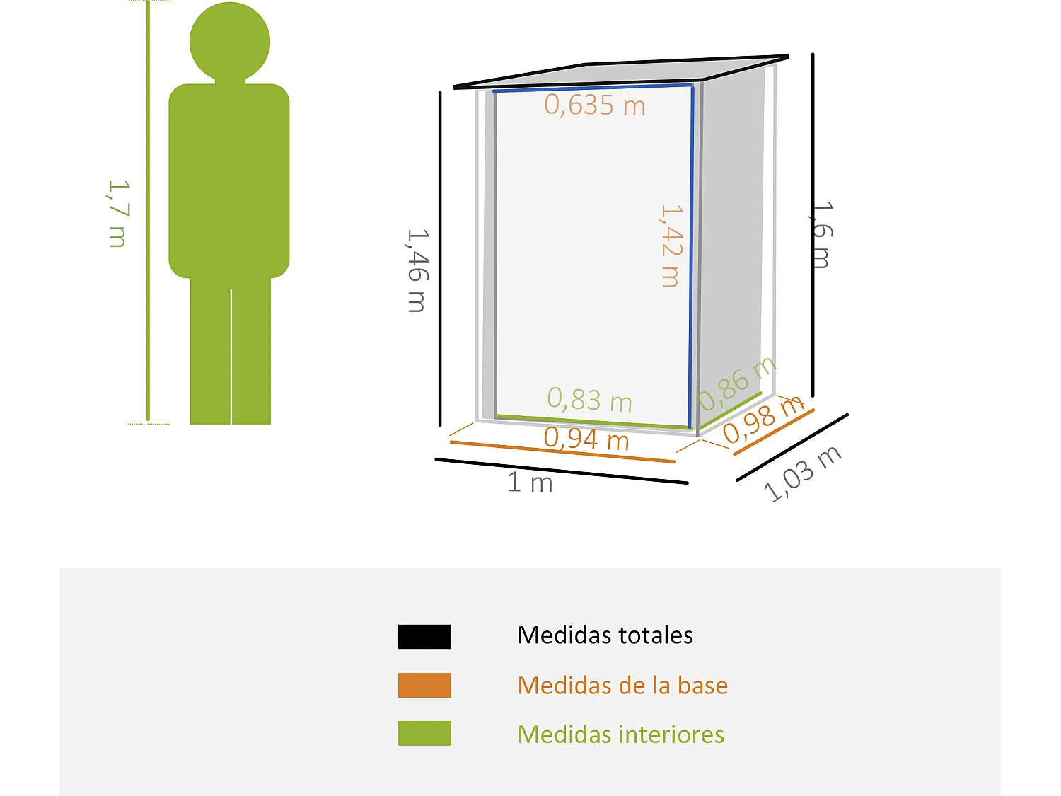 Cobertizo de jardín gris 100x103x160 cm Outsunny
