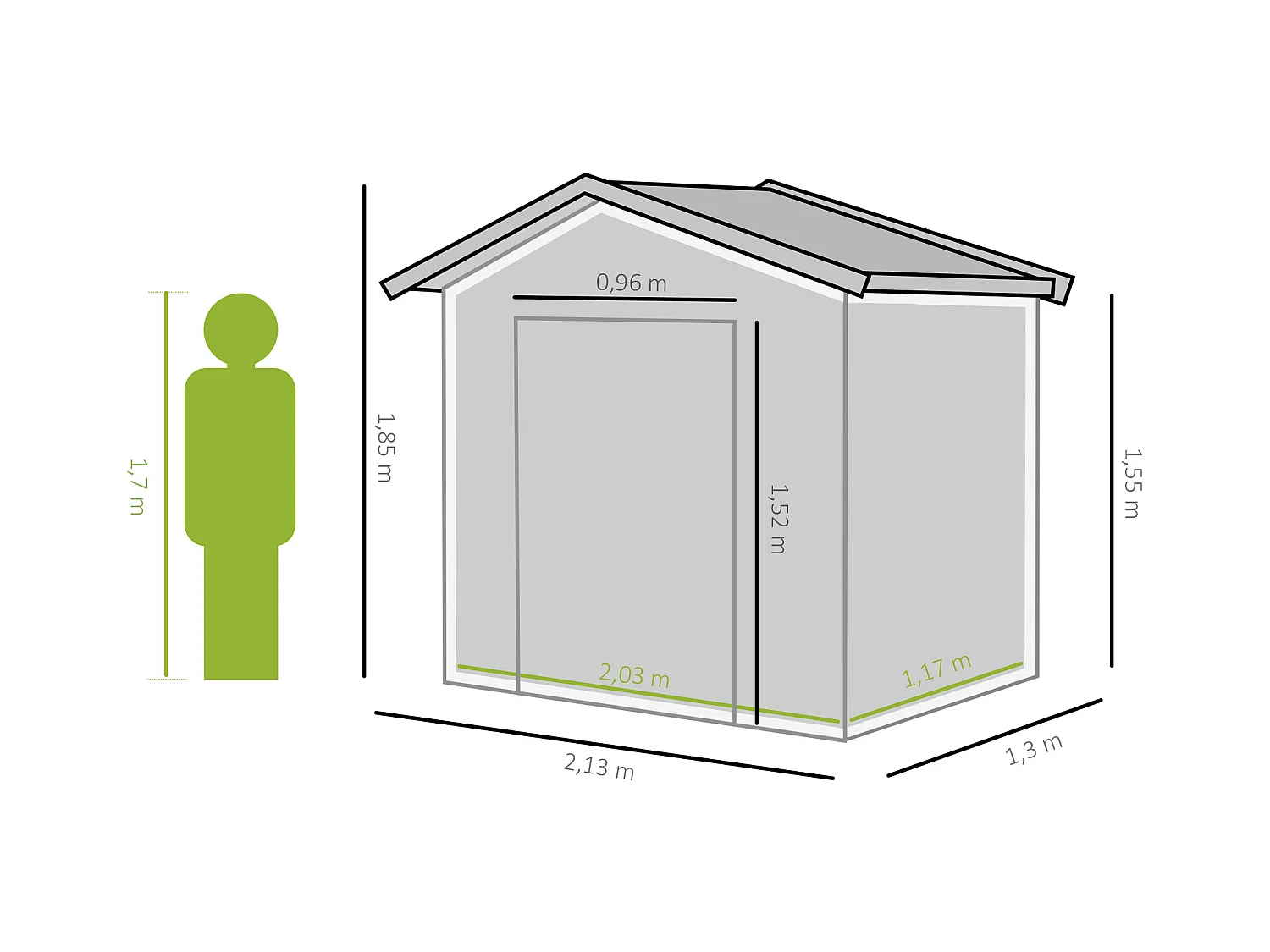 Caseta de jardín verde oscuro 213x130x185 cm Outsunny