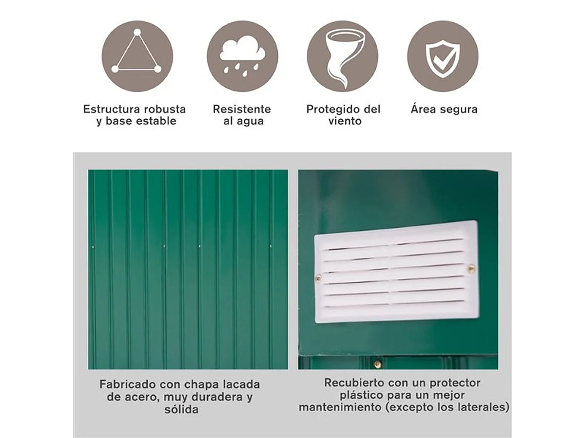 Caseta de jardín verde oscuro 213x130x185 cm Outsunny