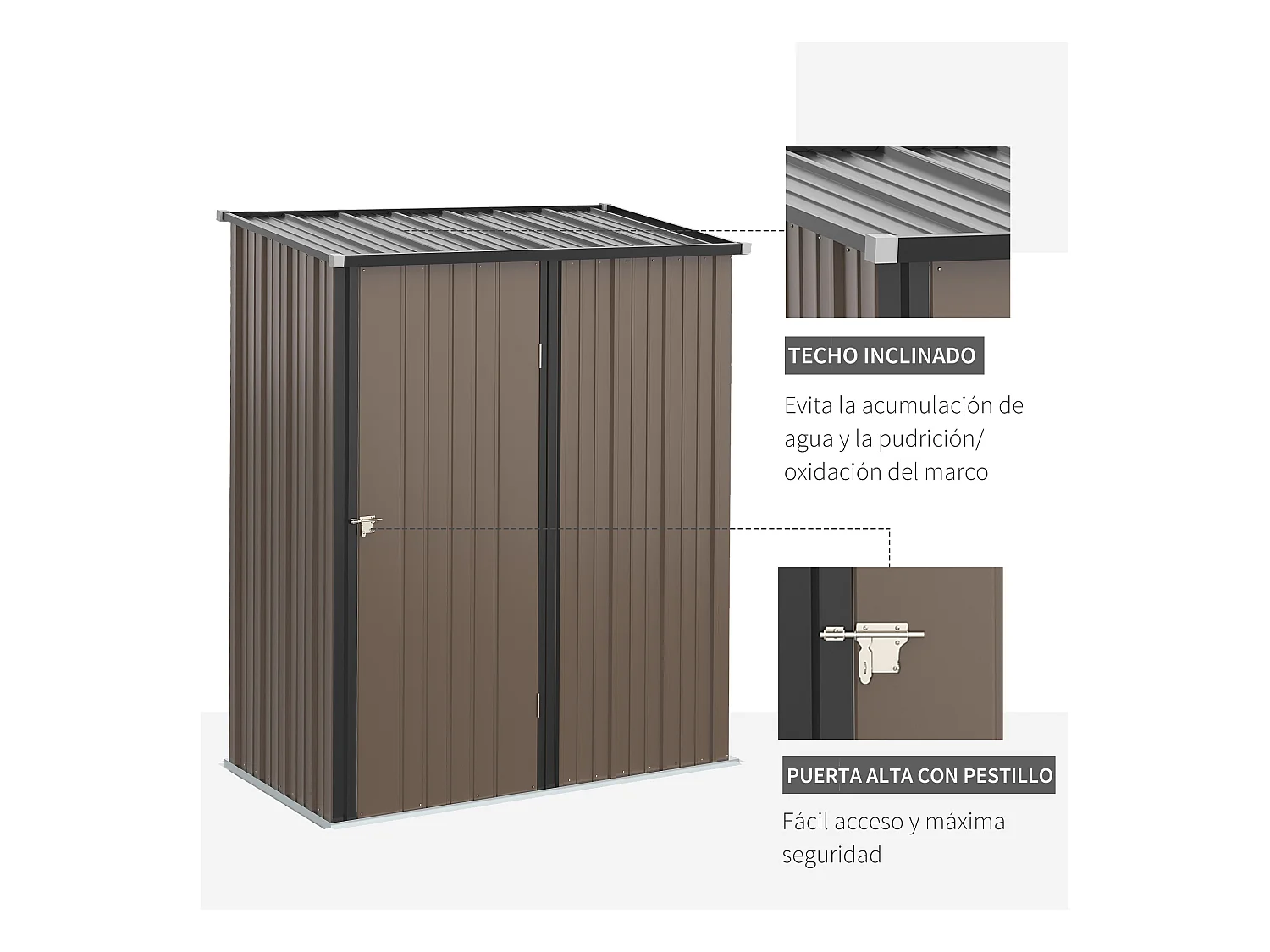 Cobertizo de jardín marrón 161.5x94.5x196 cm Outsunny