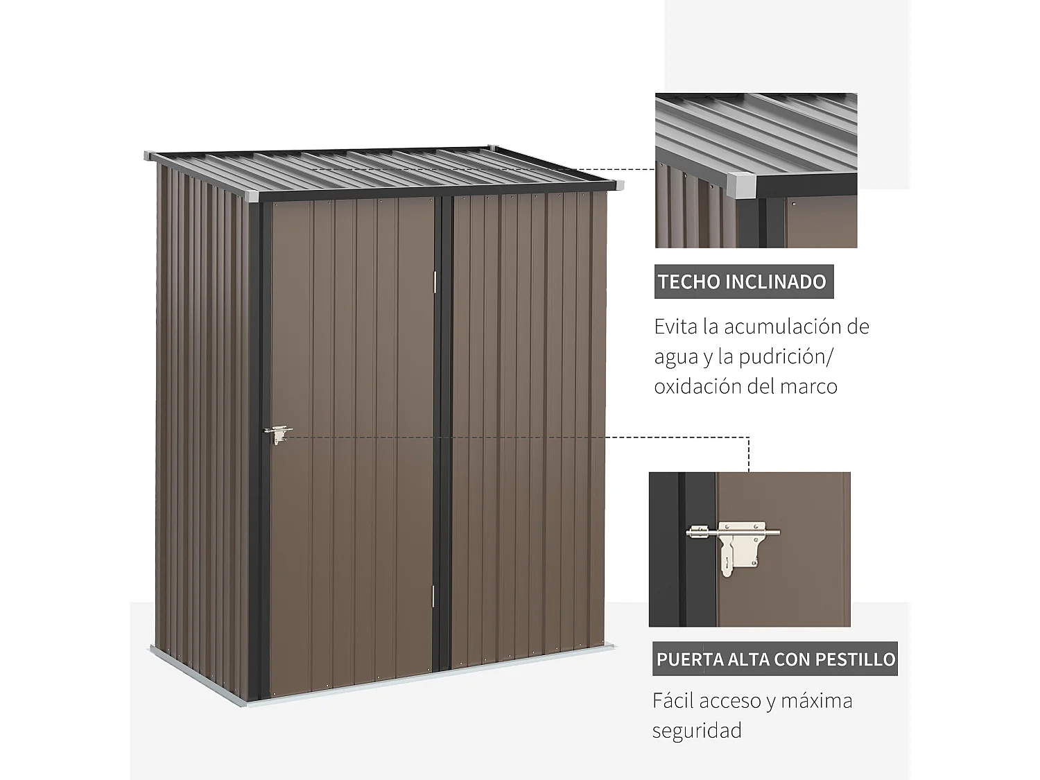 Cobertizo de jardín marrón 161.5x94.5x196 cm Outsunny