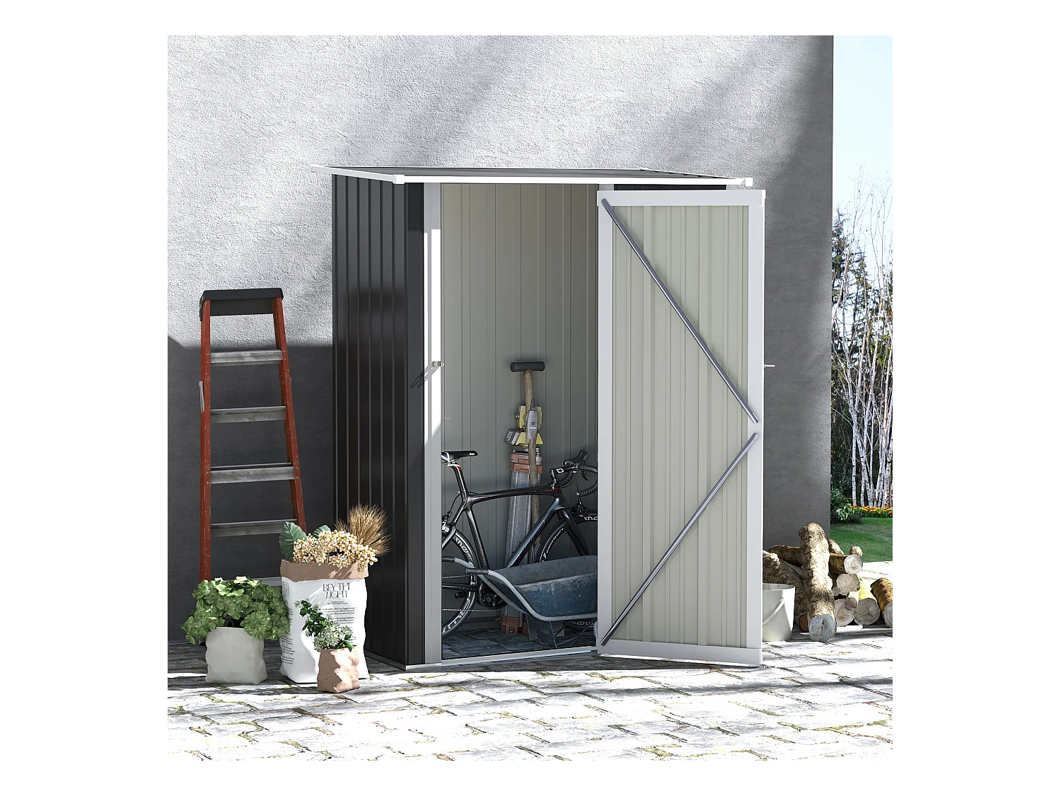 Cobertizo de jardín gris 142x84x189 cm Outsunny