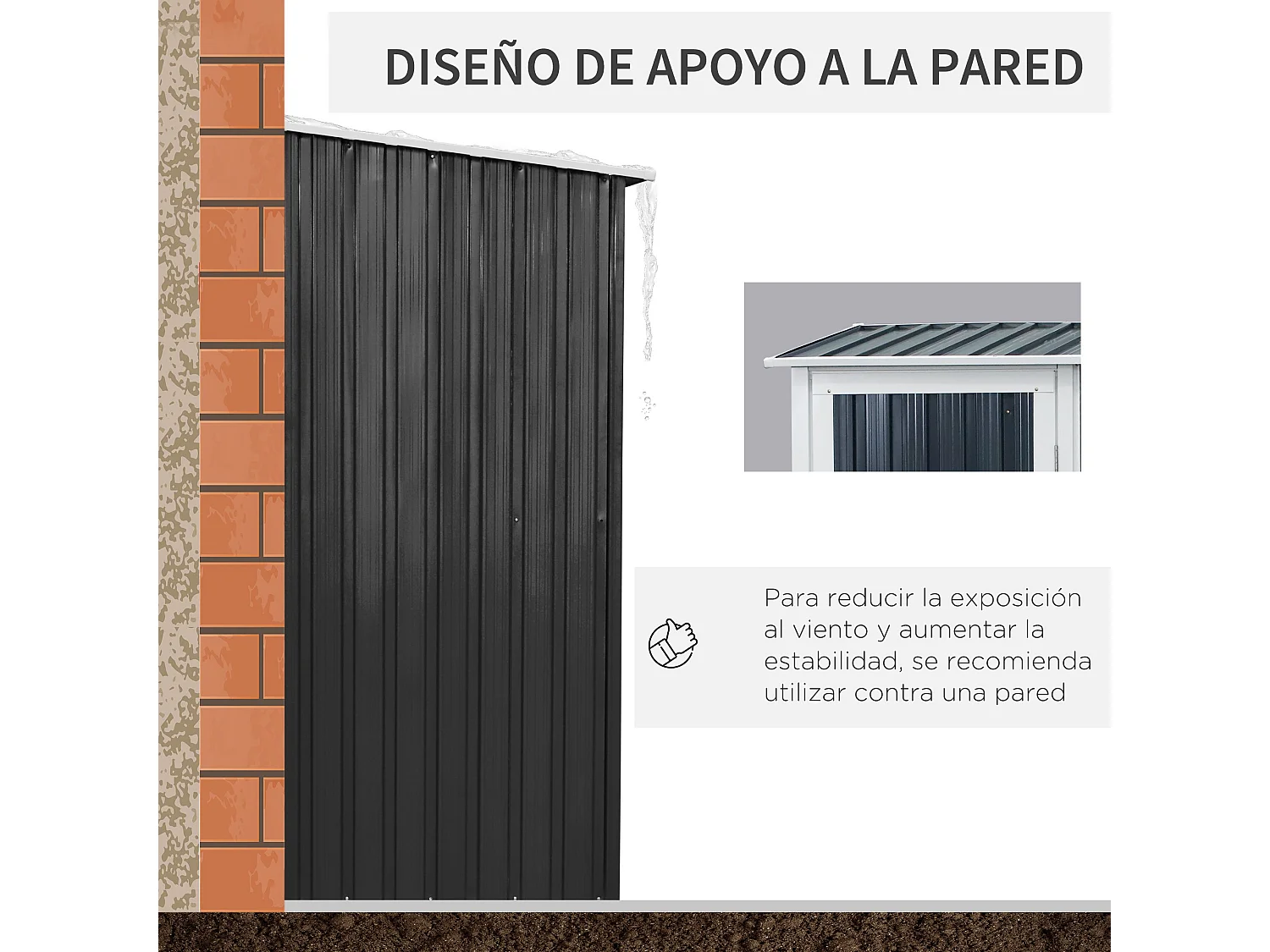 Cobertizo de jardín gris 142x84x189 cm Outsunny