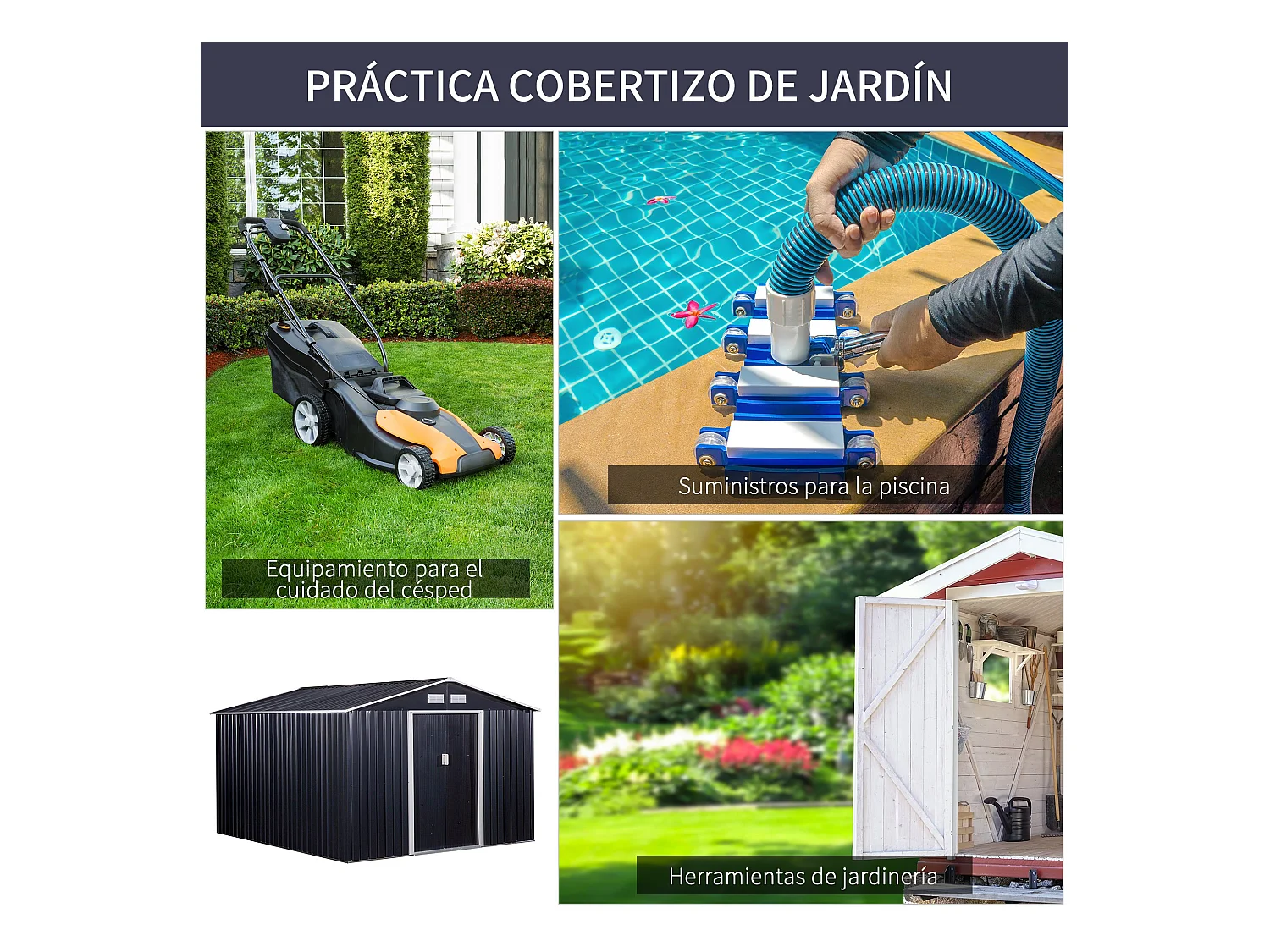 Cobertizo de jardín gris 322x277x192 cm Outsunny