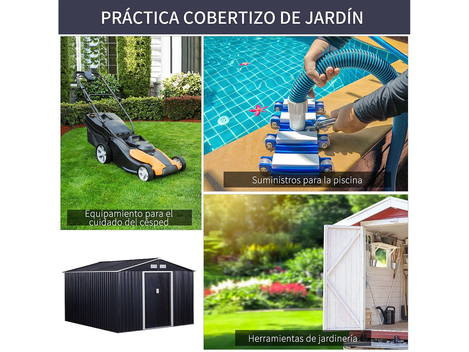 Cobertizo de jardín gris 322x277x192 cm Outsunny