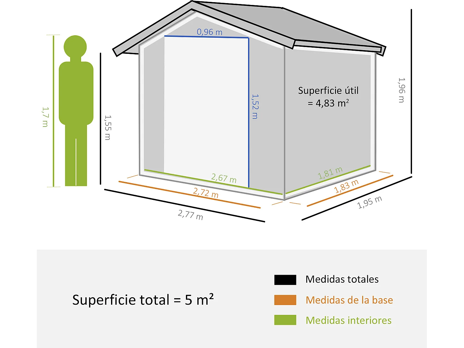 Caseta de jardín gris 277x195x192 cm Outsunny