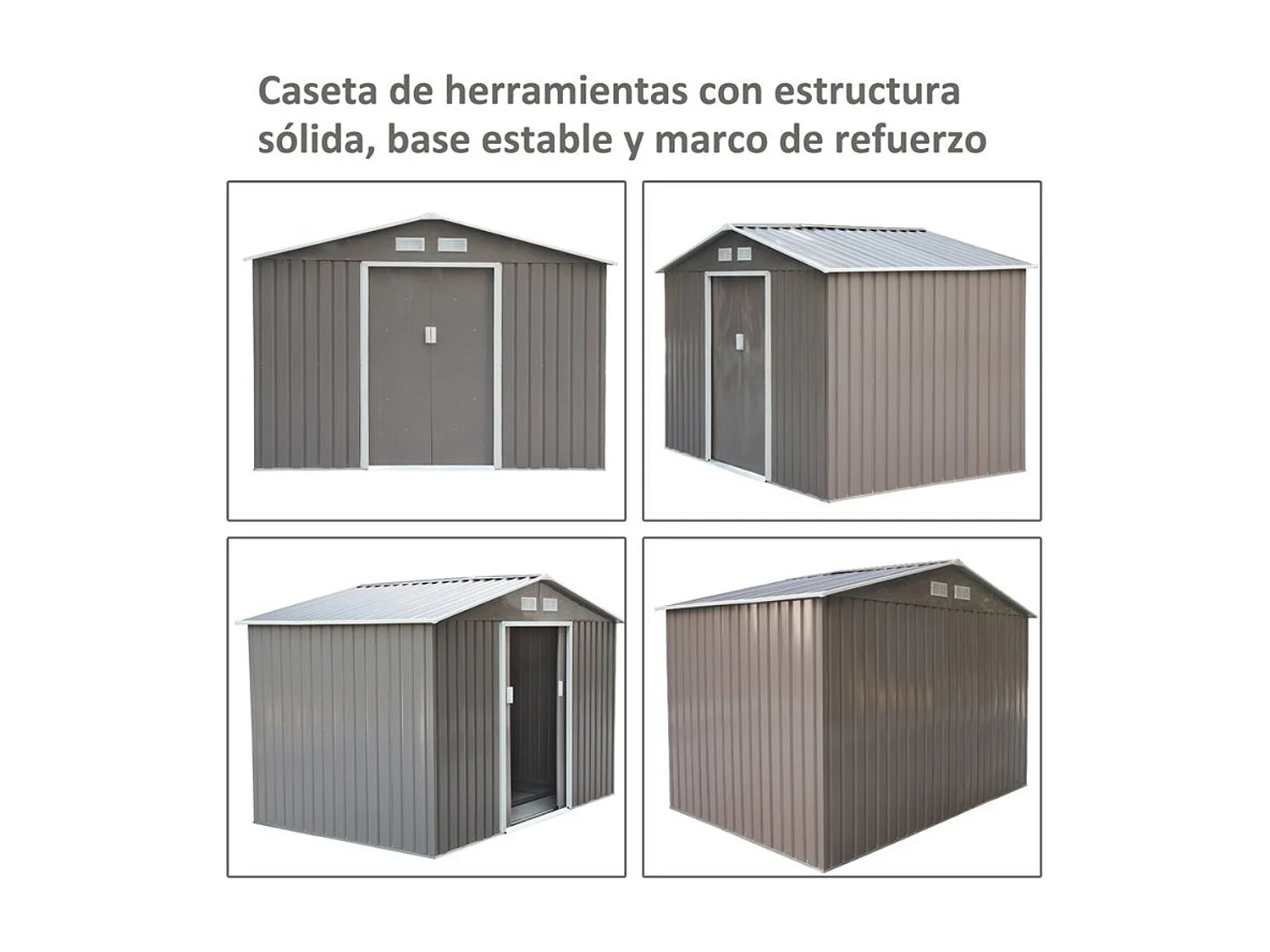 Cobertizo de jardín gris 277x195x192 cm Outsunny