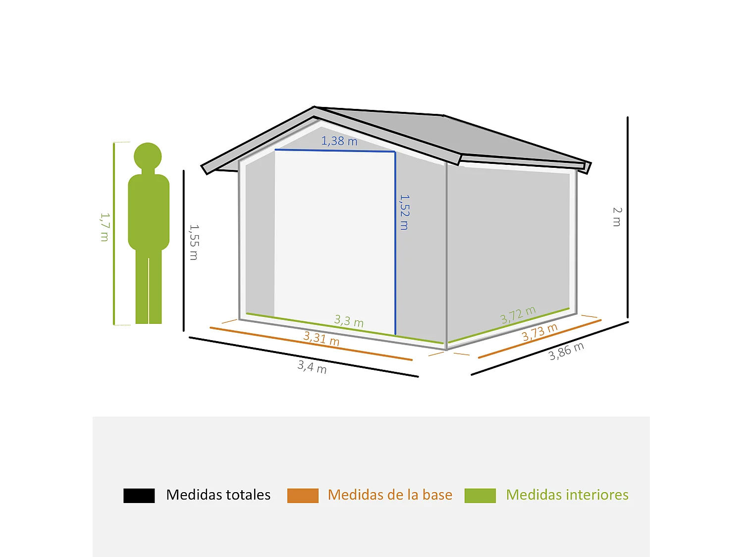 Cobertizo de jardín verde 340x386x200 cm Outsunny