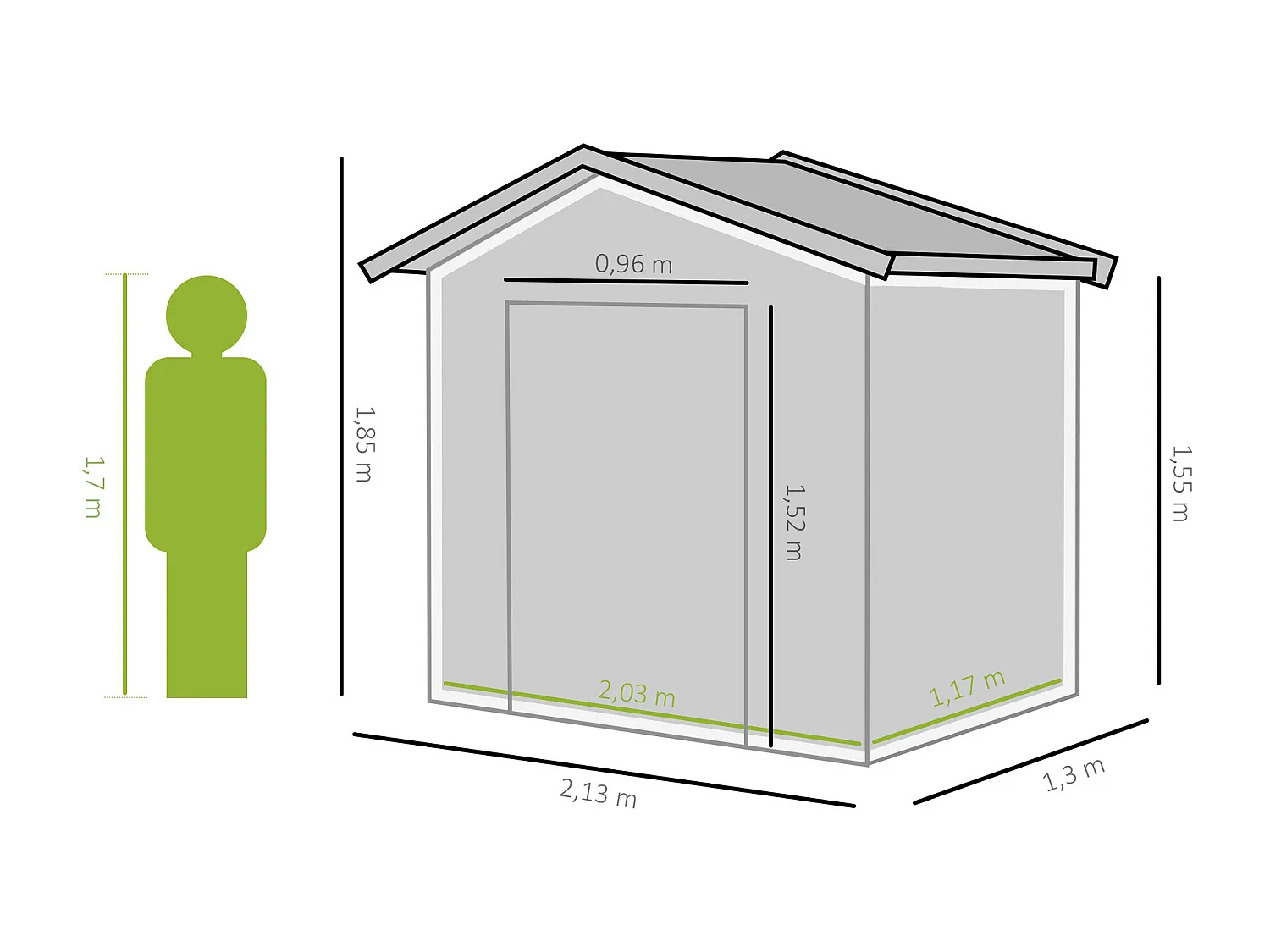 Caseta de jardín caqui 213x130x185 cm Outsunny