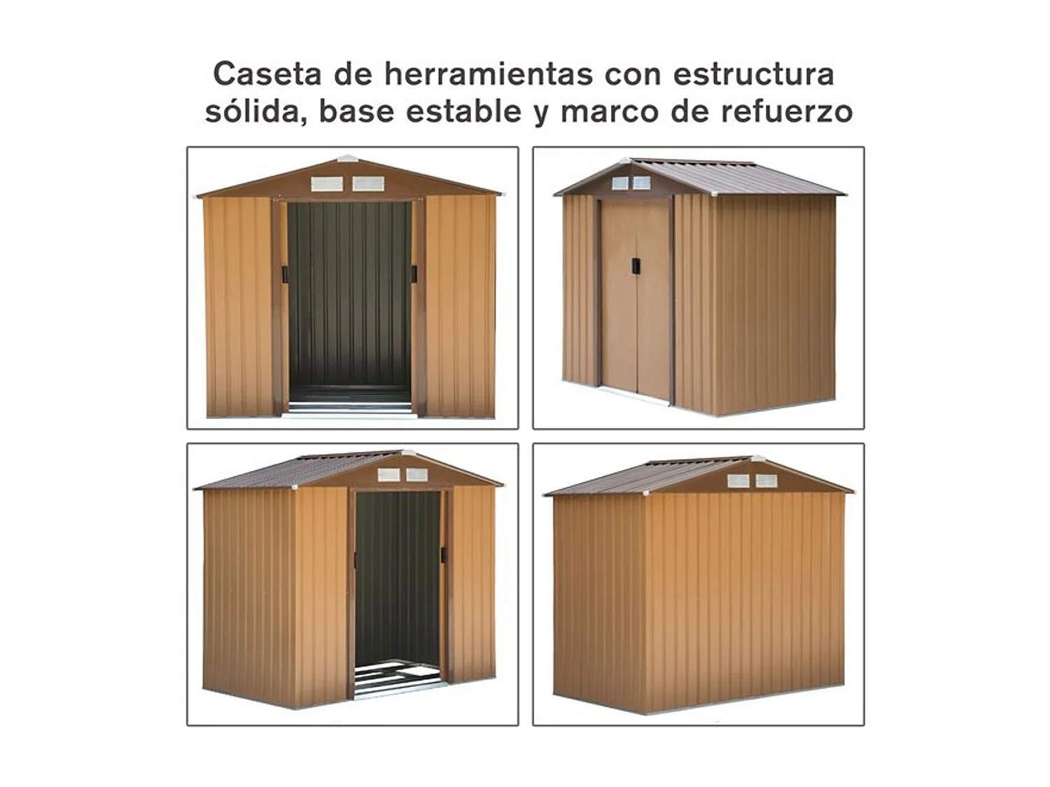 Caseta de jardín caqui 213x130x185 cm Outsunny