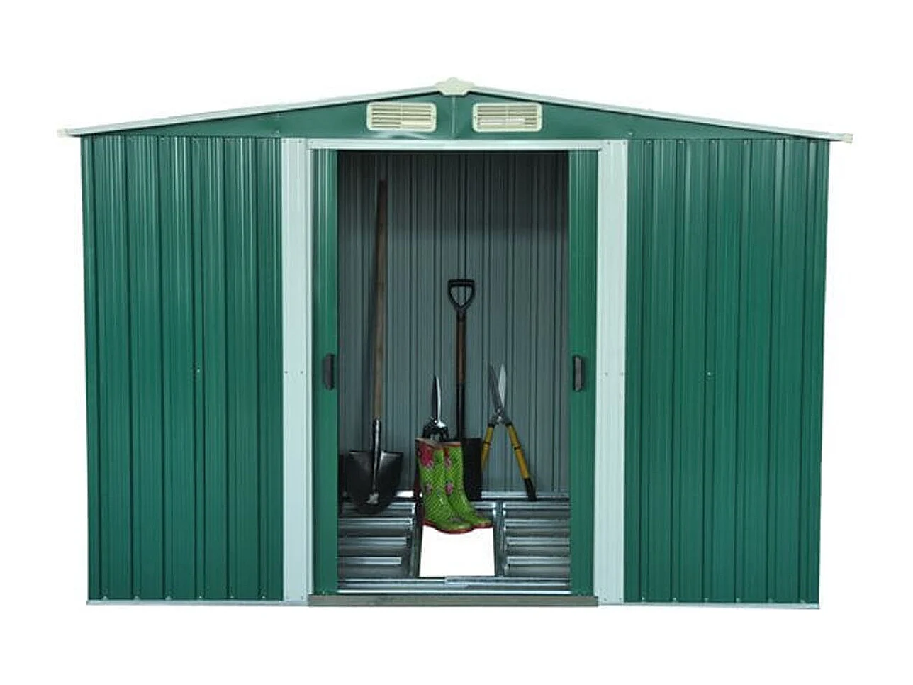 Caseta de jardín verde oscuro 258x206x178 cm Outsunny