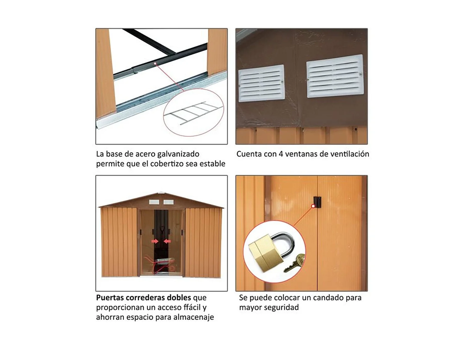 Cobertizo de jardín amarillo 277x195x192 cm Outsunny