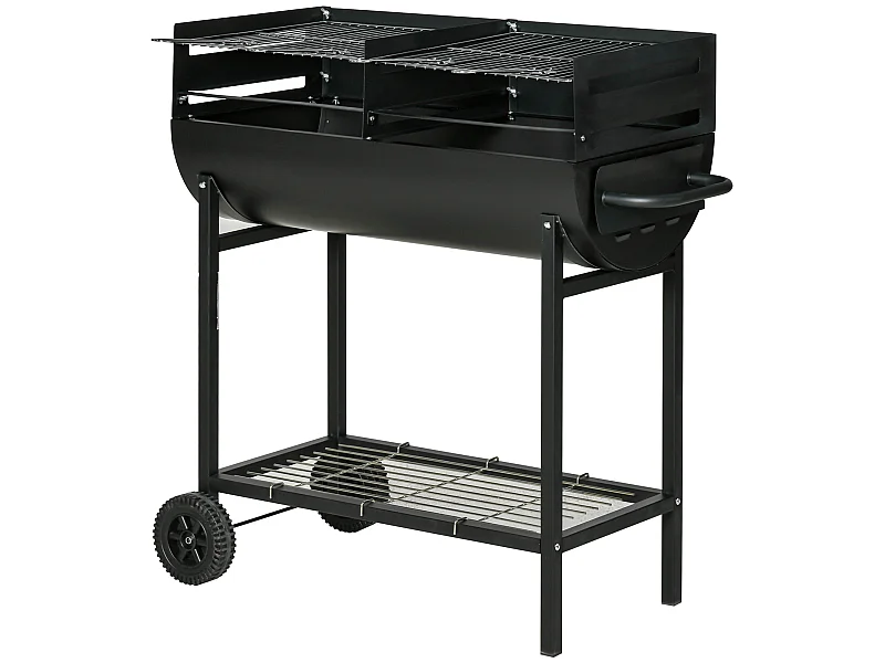 Barbacoa de carbón negro 90x45x96 cm Outsunny