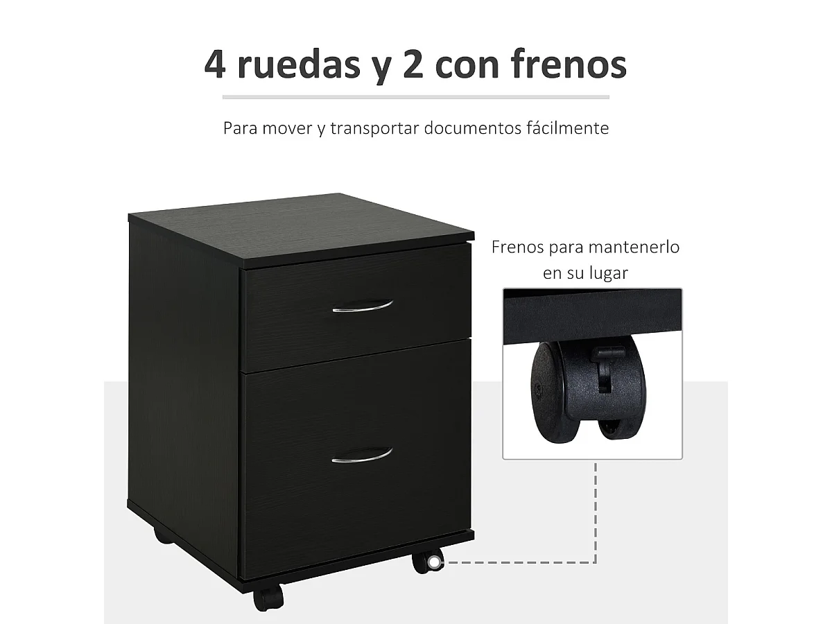 Archivador con ruedas negro 41x39x58cm HOMCOM