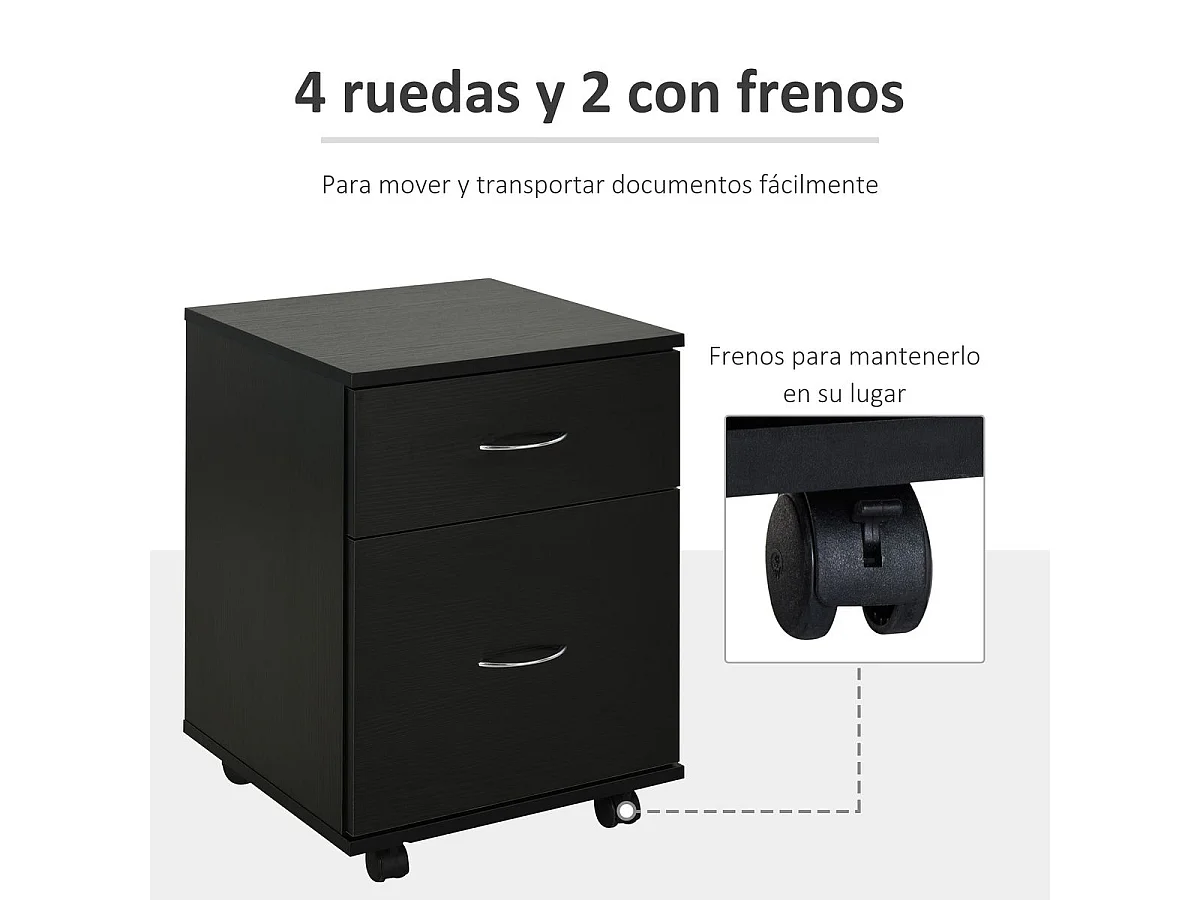 Archivador con ruedas negro 41x39x58cm HOMCOM