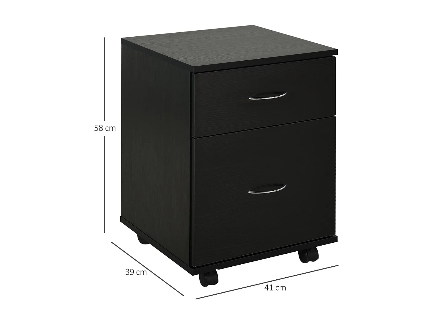 Archivador con ruedas negro 41x39x58cm HOMCOM