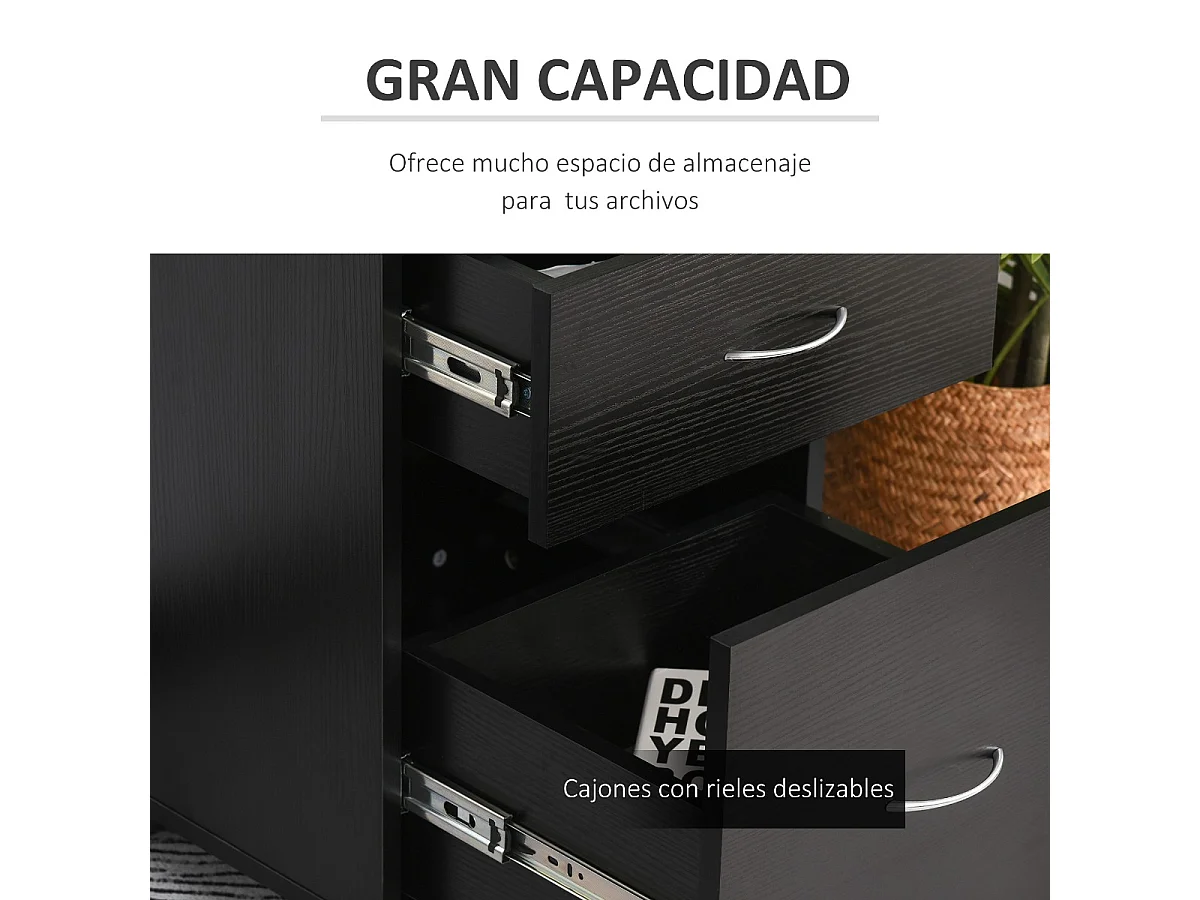 Archivador con ruedas negro 41x39x58cm HOMCOM