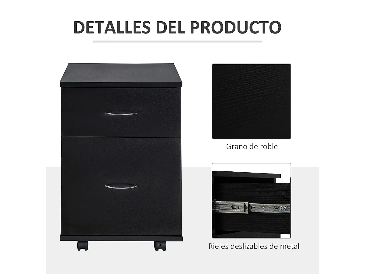 Archivador con ruedas negro 41x39x58cm HOMCOM