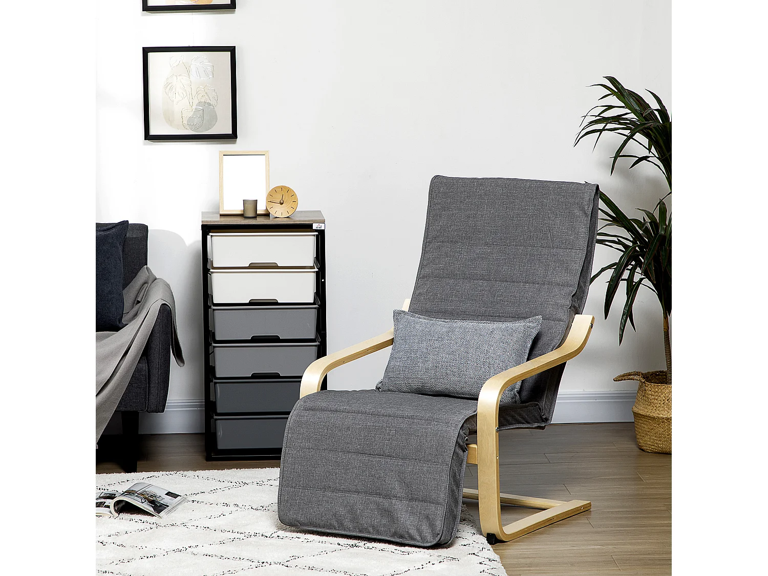 Sillón de salón gris 66.5x94x100 cm HOMCOM