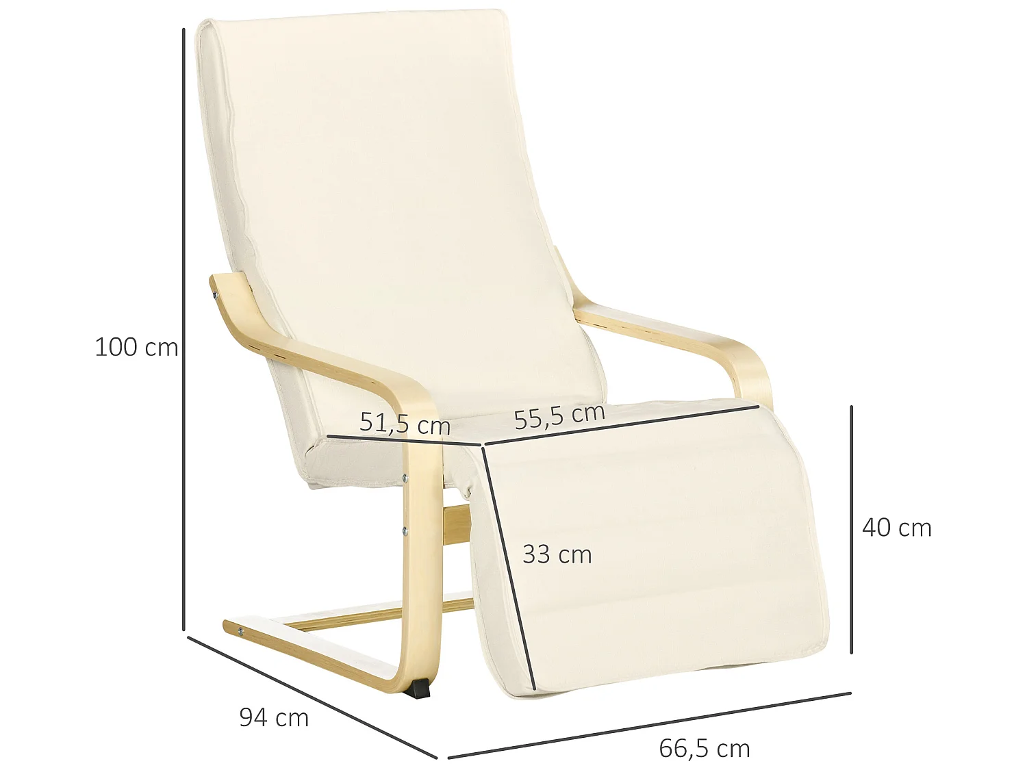 Sillón de salón crema 66.5x94x100 cm HOMCOM