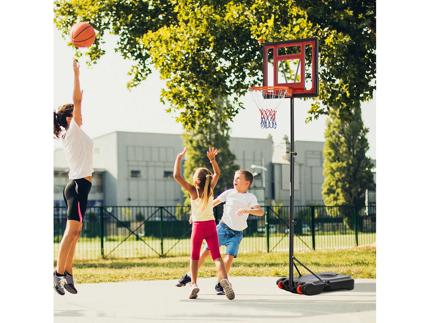 Canasta de baloncesto negro y rojo 75x83x261 cm HOMCOM