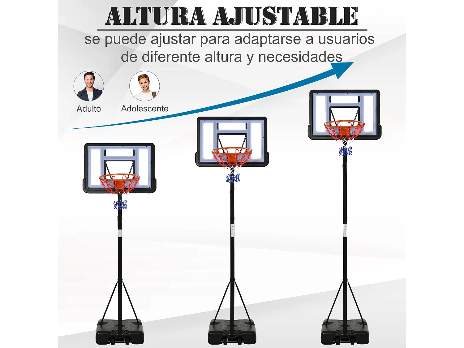 Soporte de baloncesto negro 90x165x352 cm HOMCOM