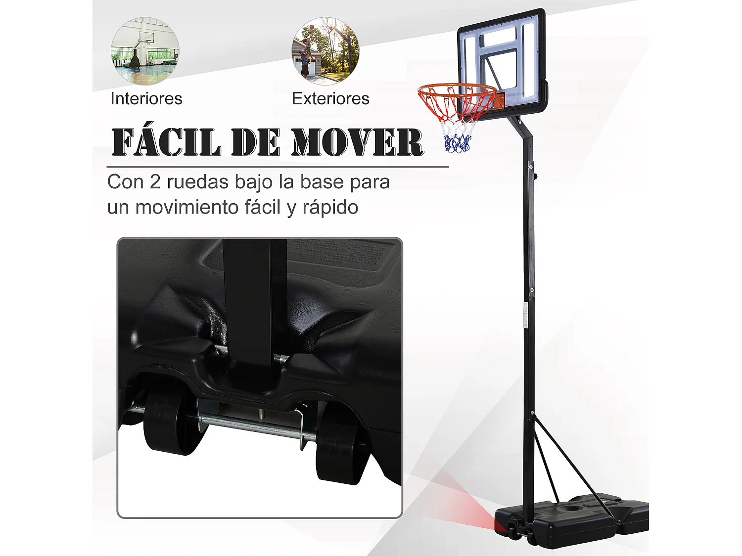 Soporte de baloncesto negro 90x165x352 cm HOMCOM