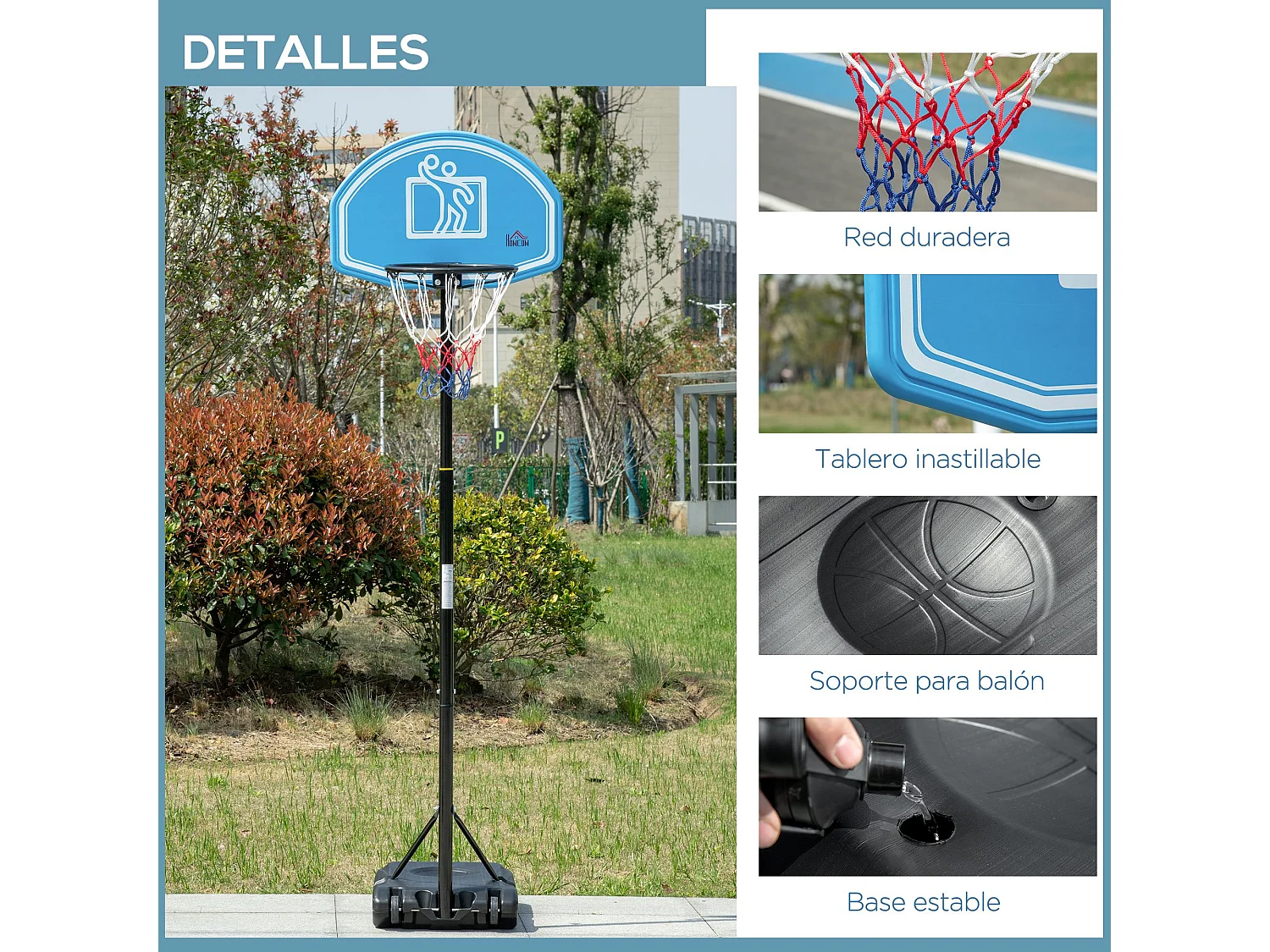 Canasta de baloncesto negro y azul 76x70x254 cm HOMCOM