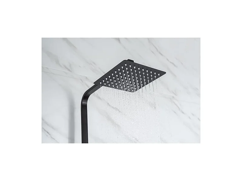 Colonne de douche - Mitigeur thermostatique - Pomme haute carrée 20x20 cm -  - Noir mat