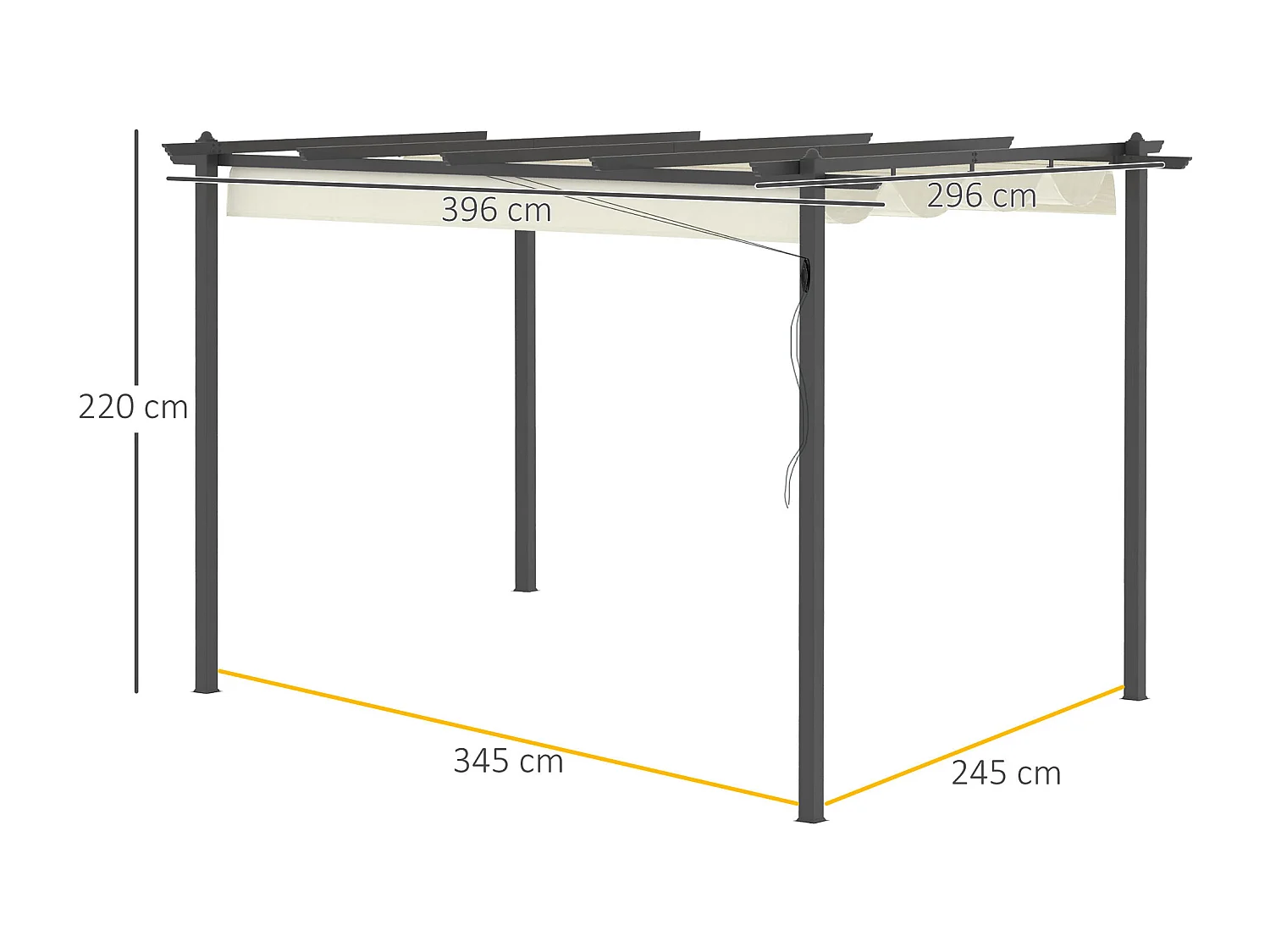 Pérgola de aluminio crema 396x296x220 cm Outsunny