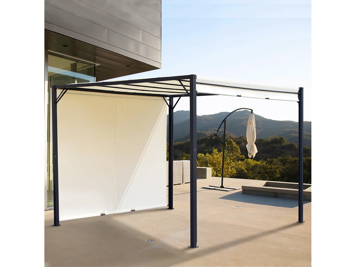 Pérgola crema 295x295x226 cm Outsunny