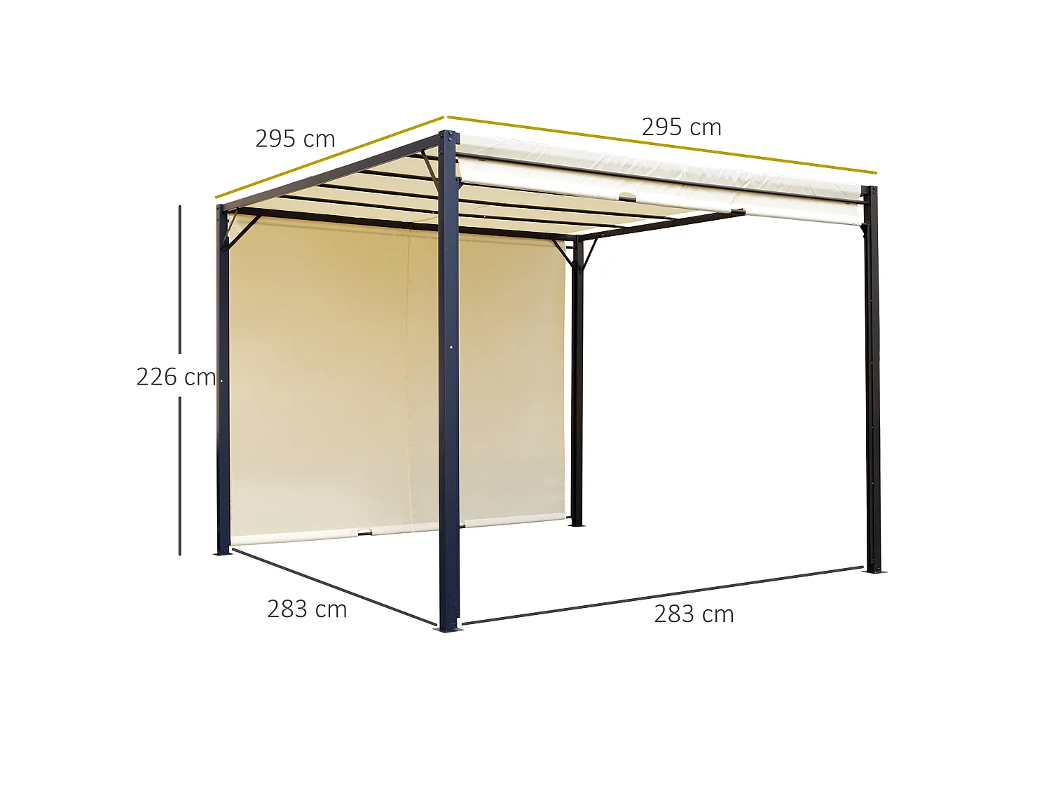 Pérgola crema 295x295x226 cm Outsunny