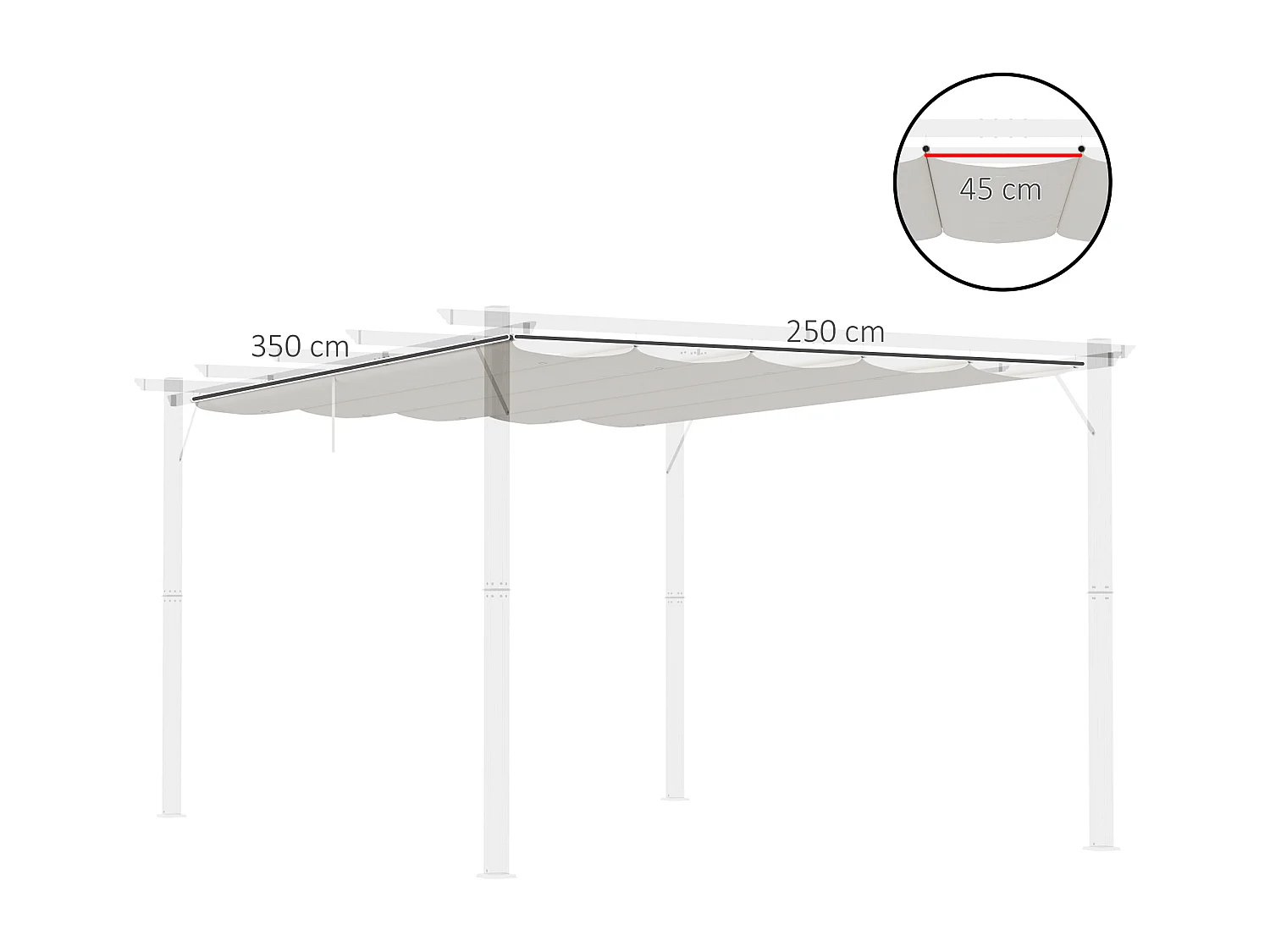 Cubierta para pérgola crema 350x250x6 cm Outsunny