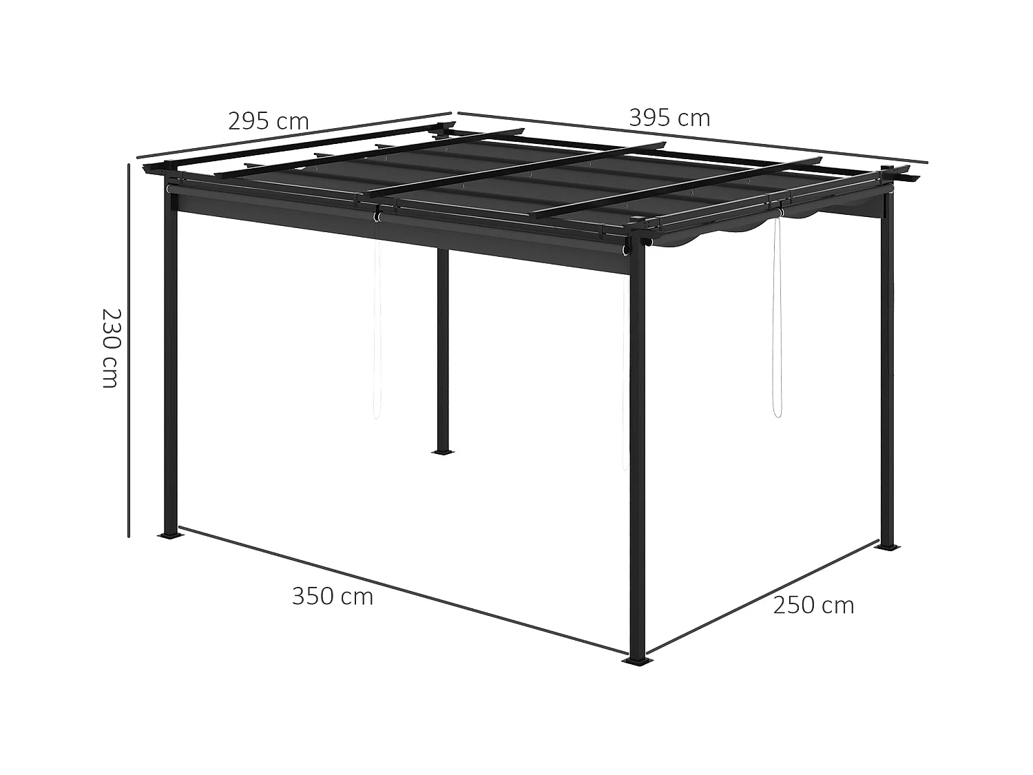 Pérgola de jardín gris oscuro 395x295x230 cm Outsunny
