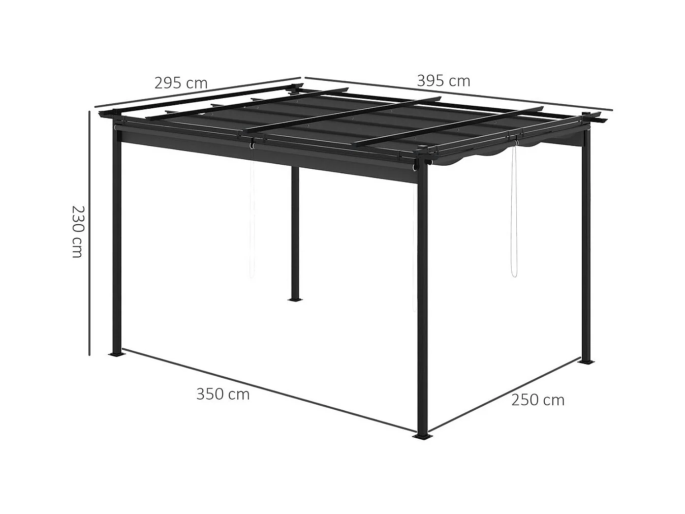Pérgola de jardín gris oscuro 395x295x230 cm Outsunny