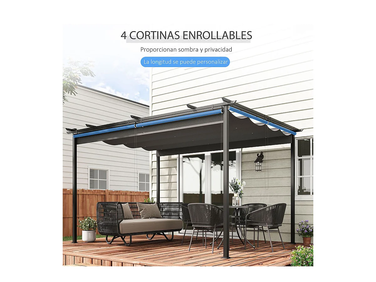 Pérgola de jardín gris oscuro 395x295x230 cm Outsunny