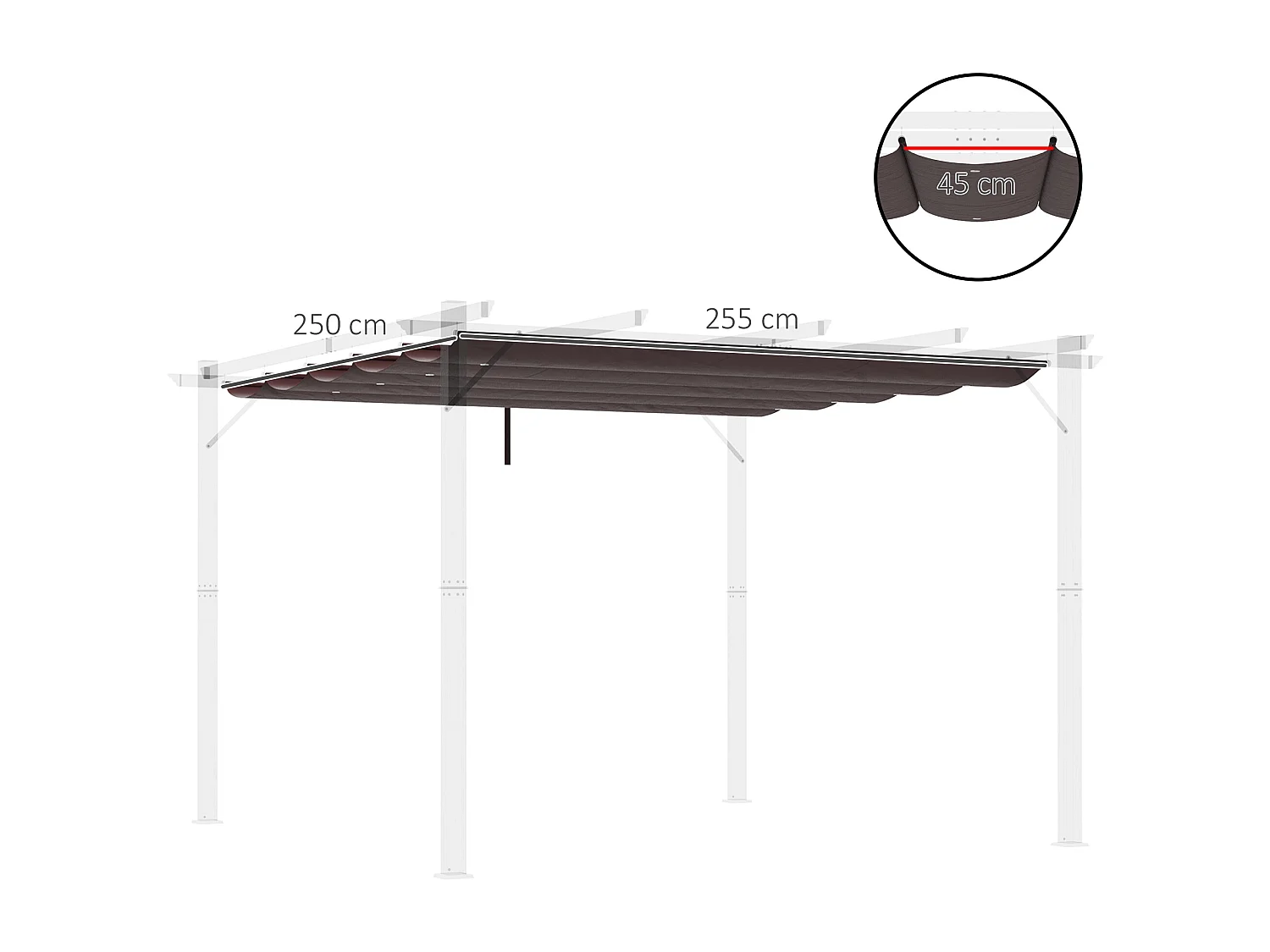 Cubierta para pérgola café 250x255x6 cm Outsunny