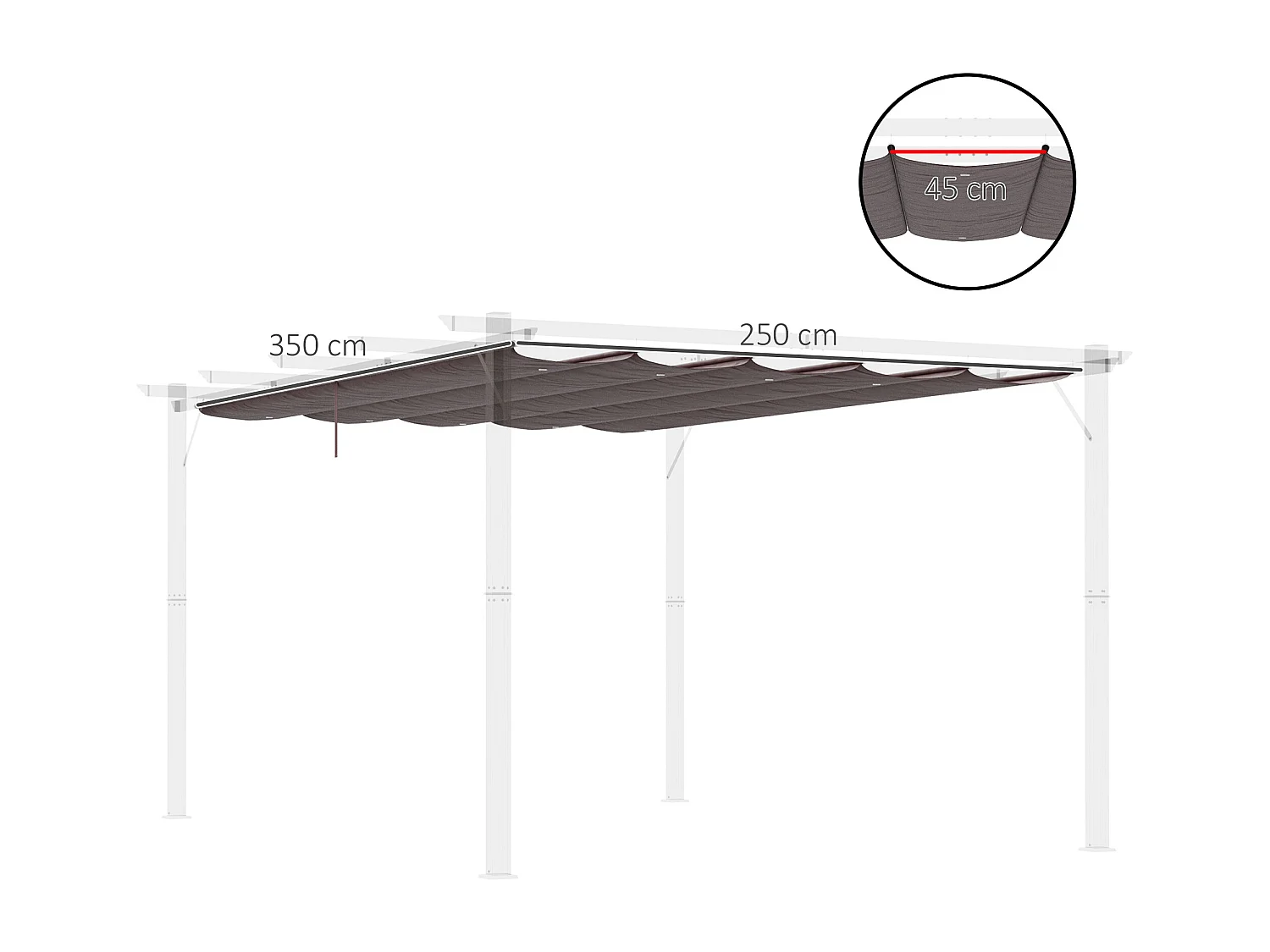 Cubierta para pérgola café 350x250x6 cm Outsunny