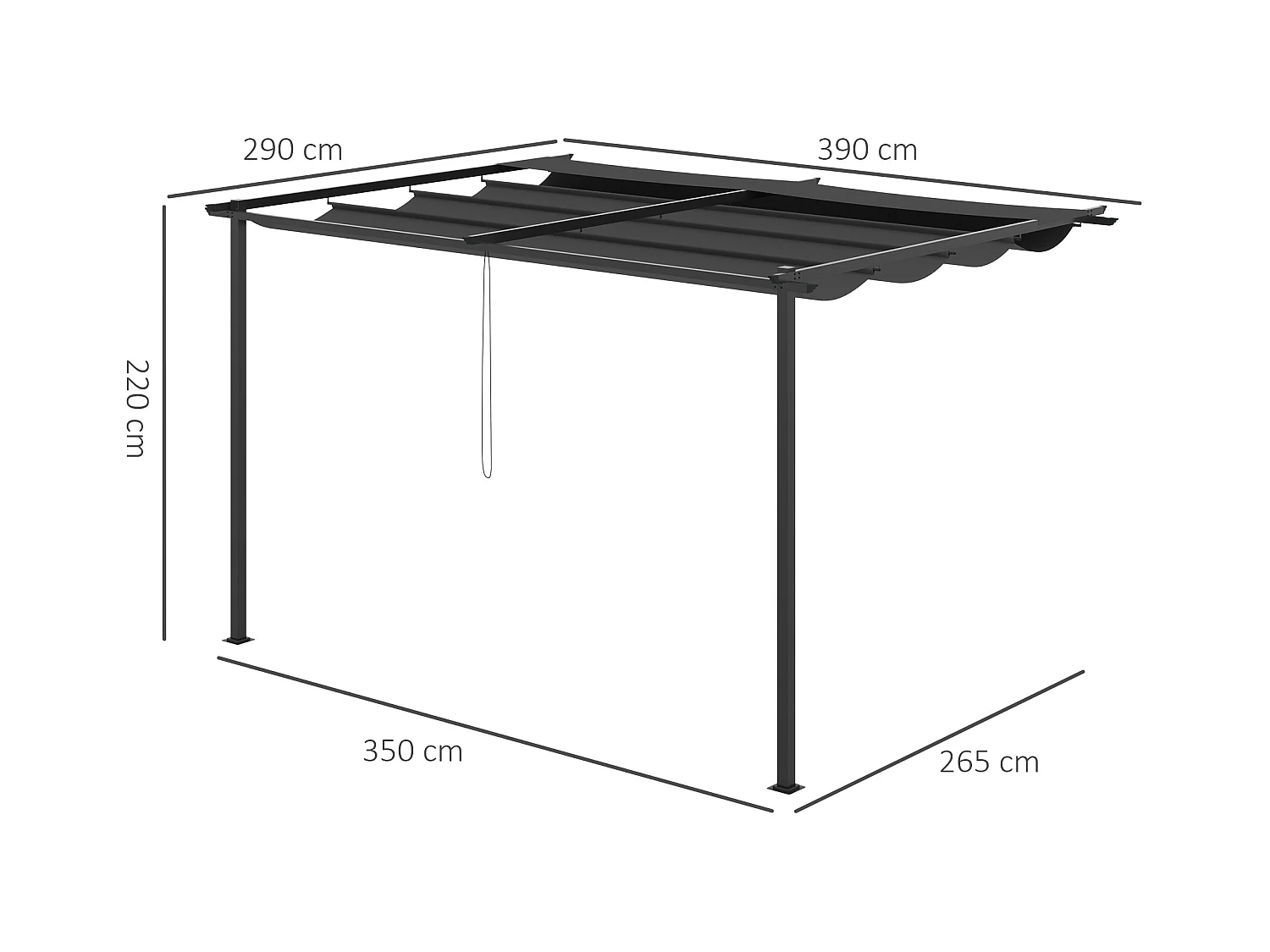 Pérgola de jardín gris oscuro 390x290x220 cm Outsunny
