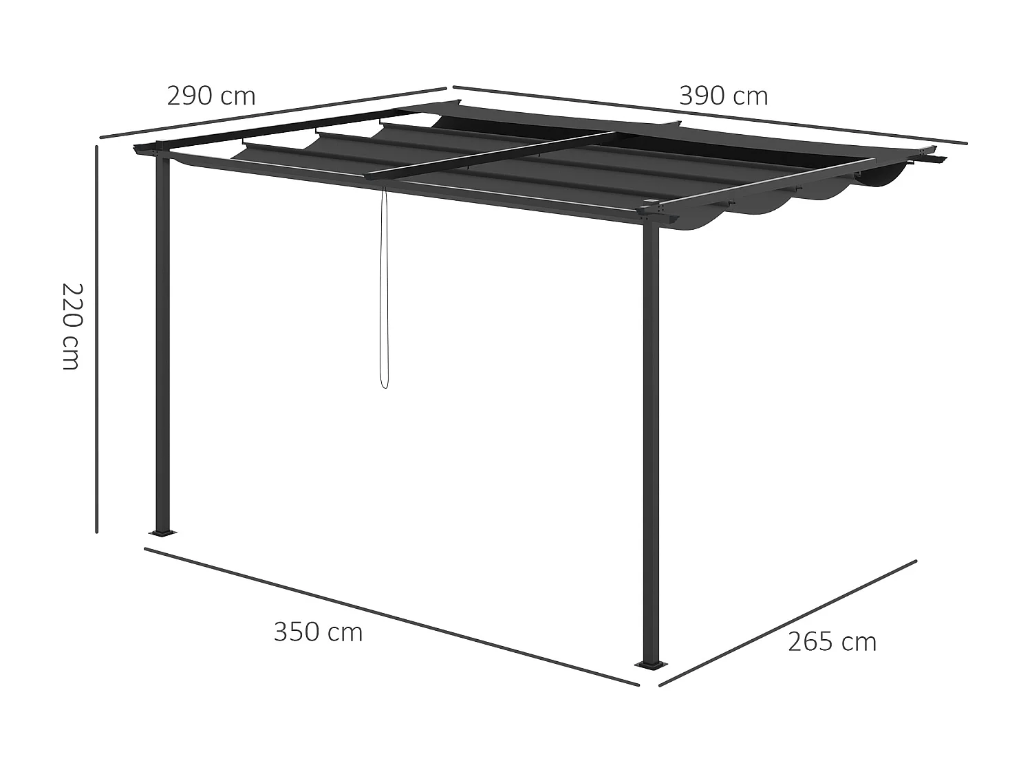Pérgola de jardín gris oscuro 390x290x220 cm Outsunny