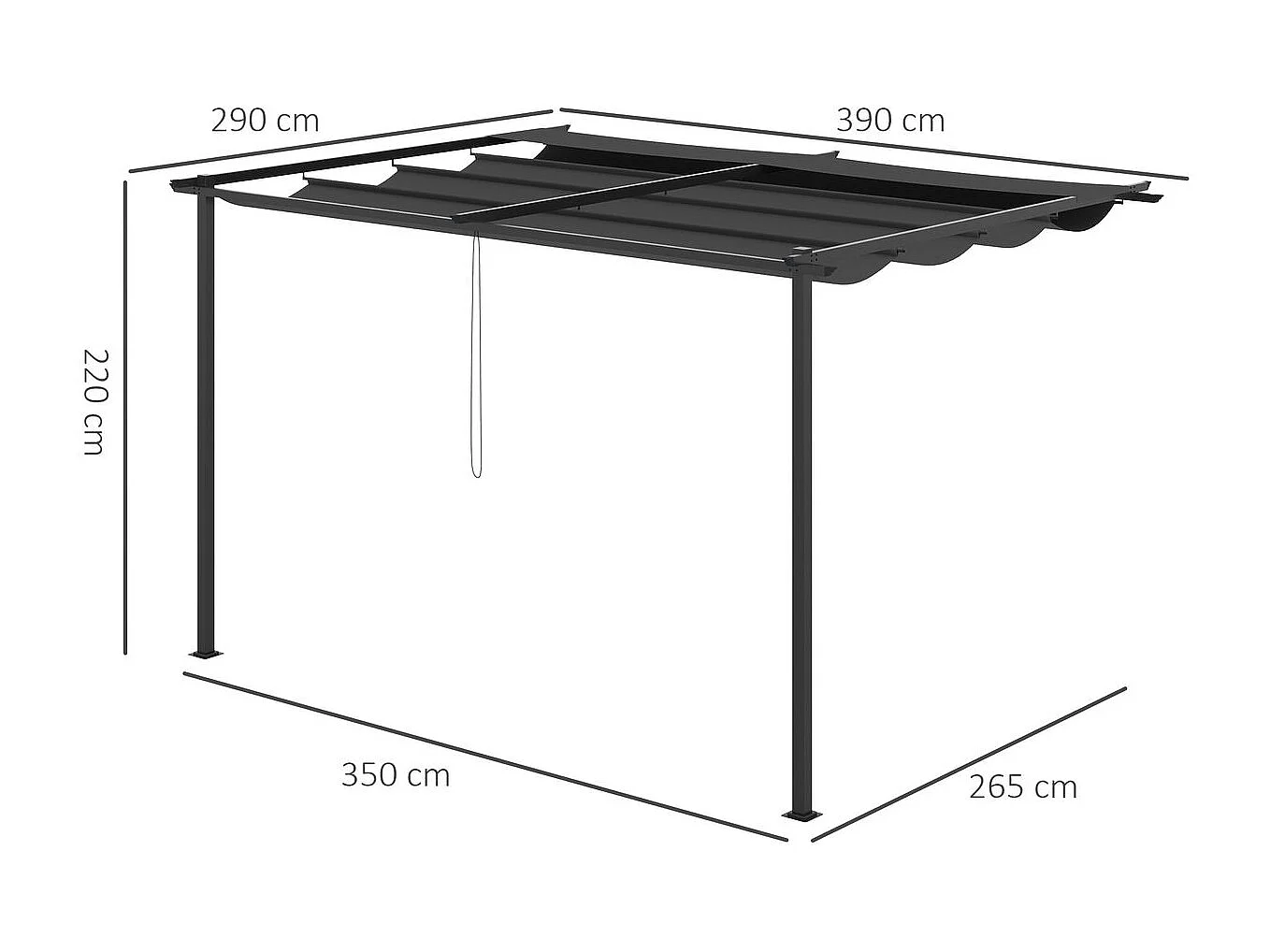 Pérgola de jardín gris oscuro 390x290x220 cm Outsunny