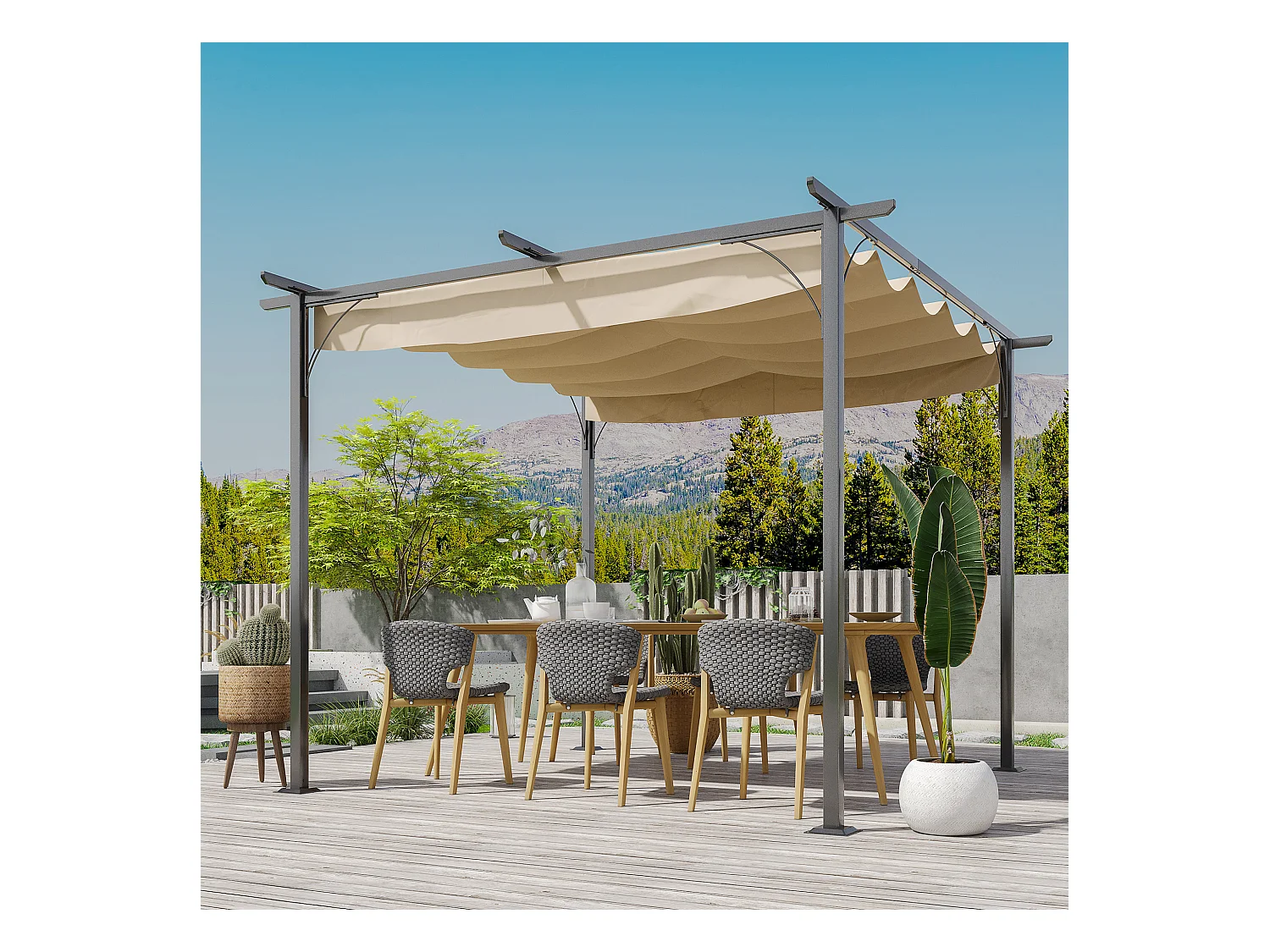 Pérgola beige y negro 300x300x230 cm Outsunny