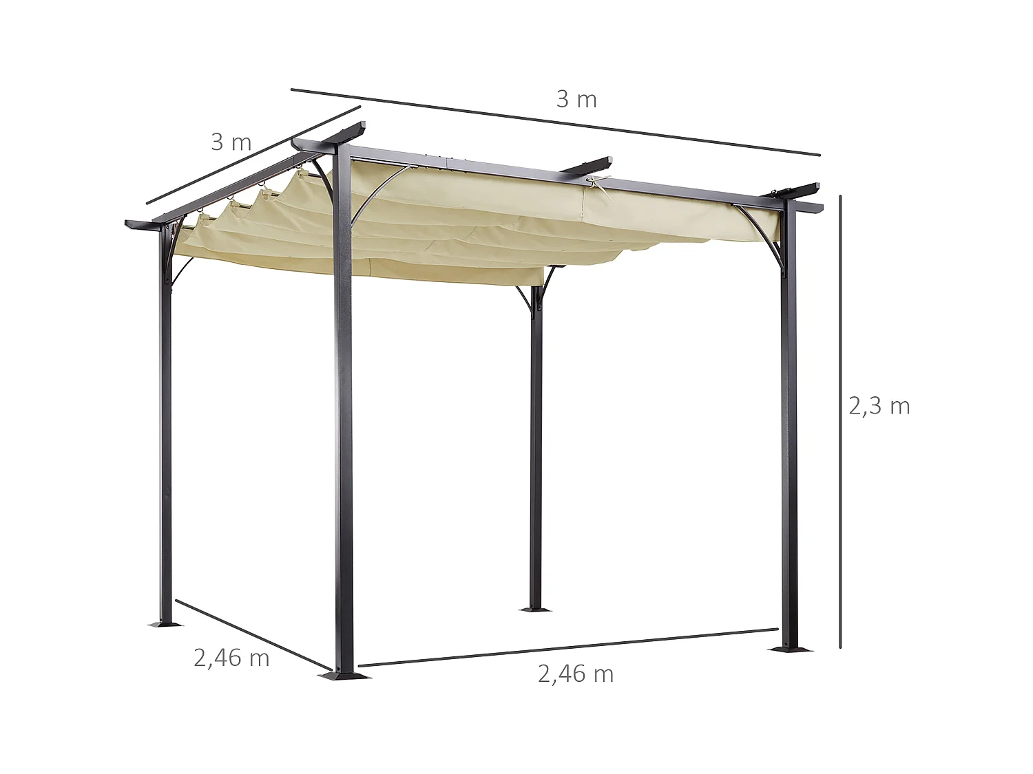 Pérgola beige y negro 300x300x230 cm Outsunny