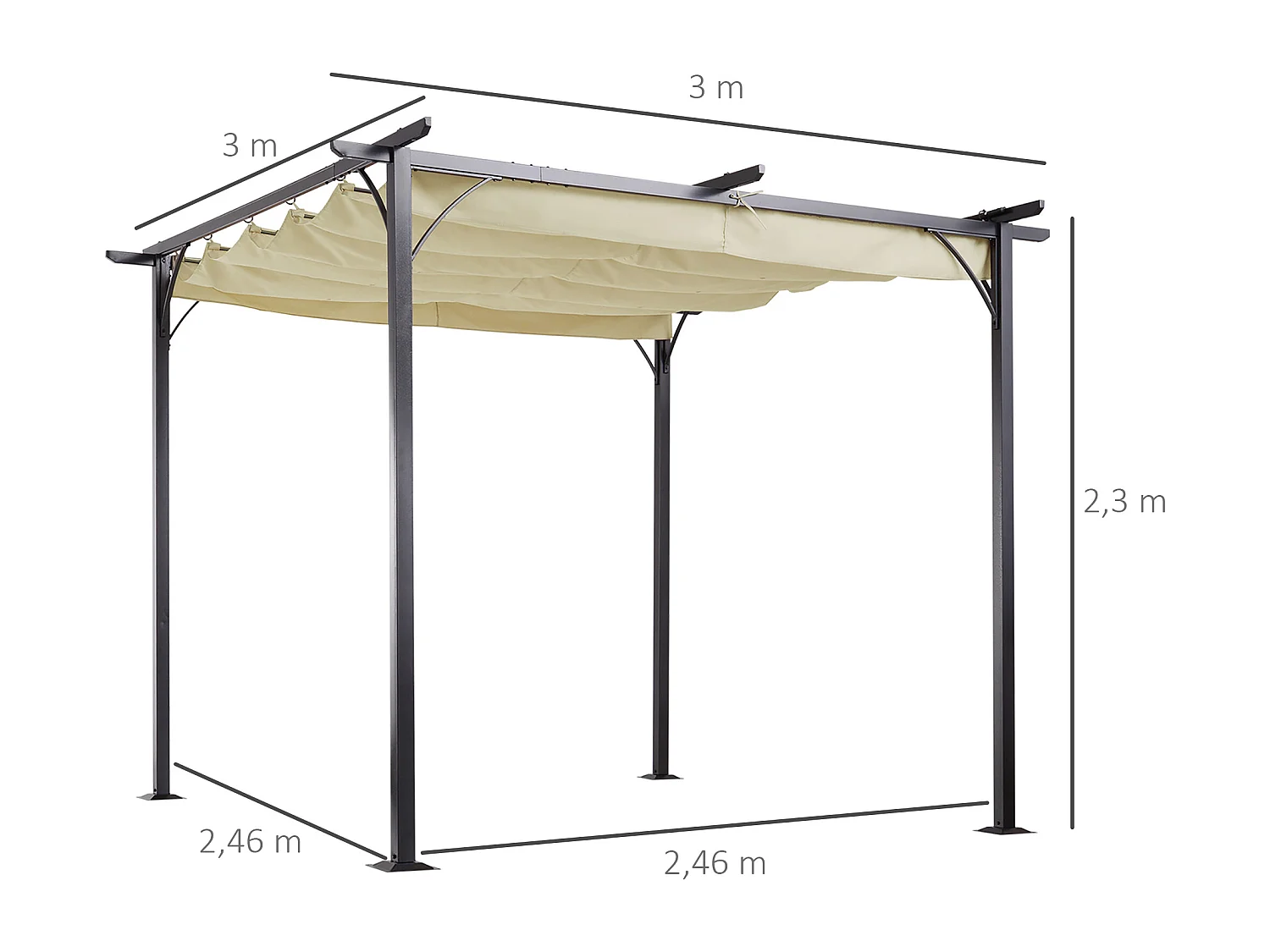 Pérgola beige y negro 300x300x230 cm Outsunny