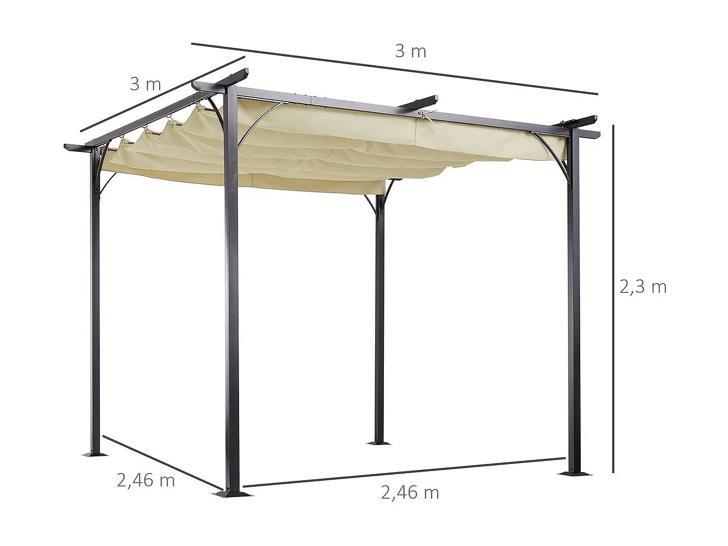 Pérgola beige y negro 300x300x230 cm Outsunny