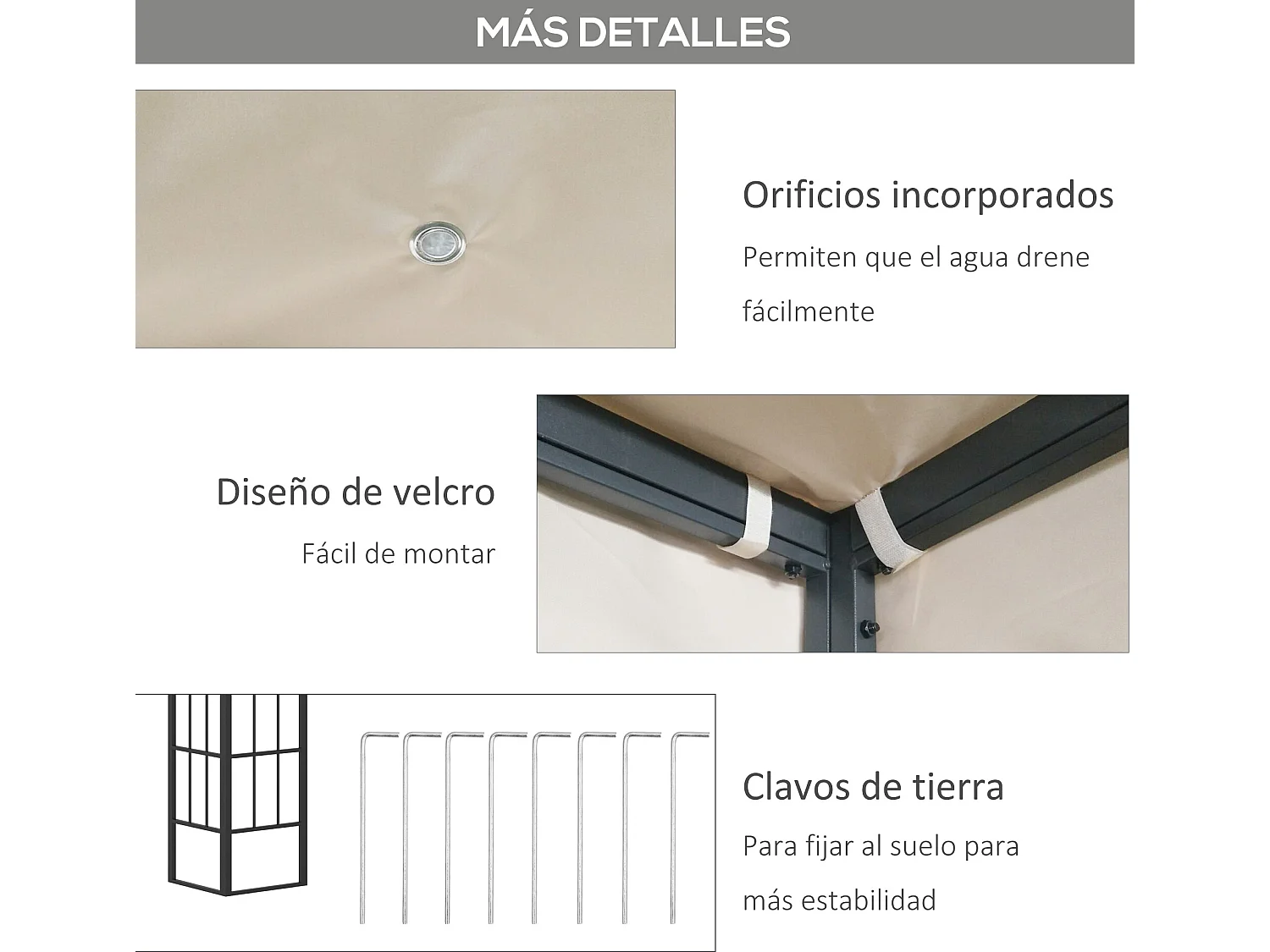 Pérgola de jardín beige 298x298x250 cm Outsunny