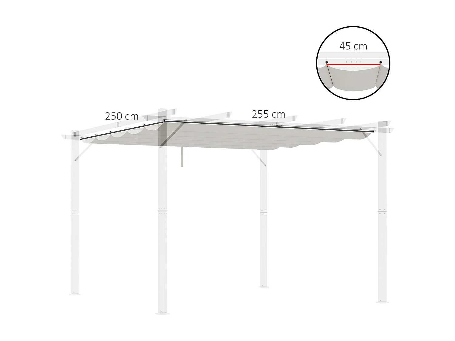 Cubierta para pérgola crema 250x255x6 cm Outsunny