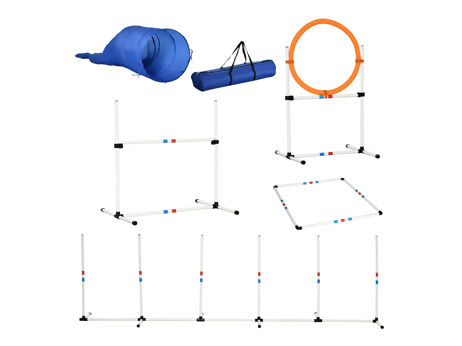 Conjunto de entrenamiento para mascotas blanco y azul 328x65x94.5 cm PawHut